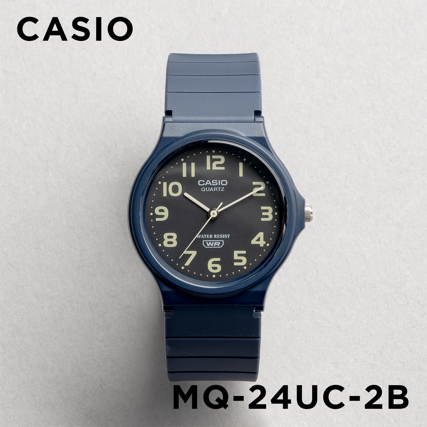 CASIO カシオ MQ-24UC-2B ネイビー ブラック文字盤 アナログ ユニセックス 腕時計 正面