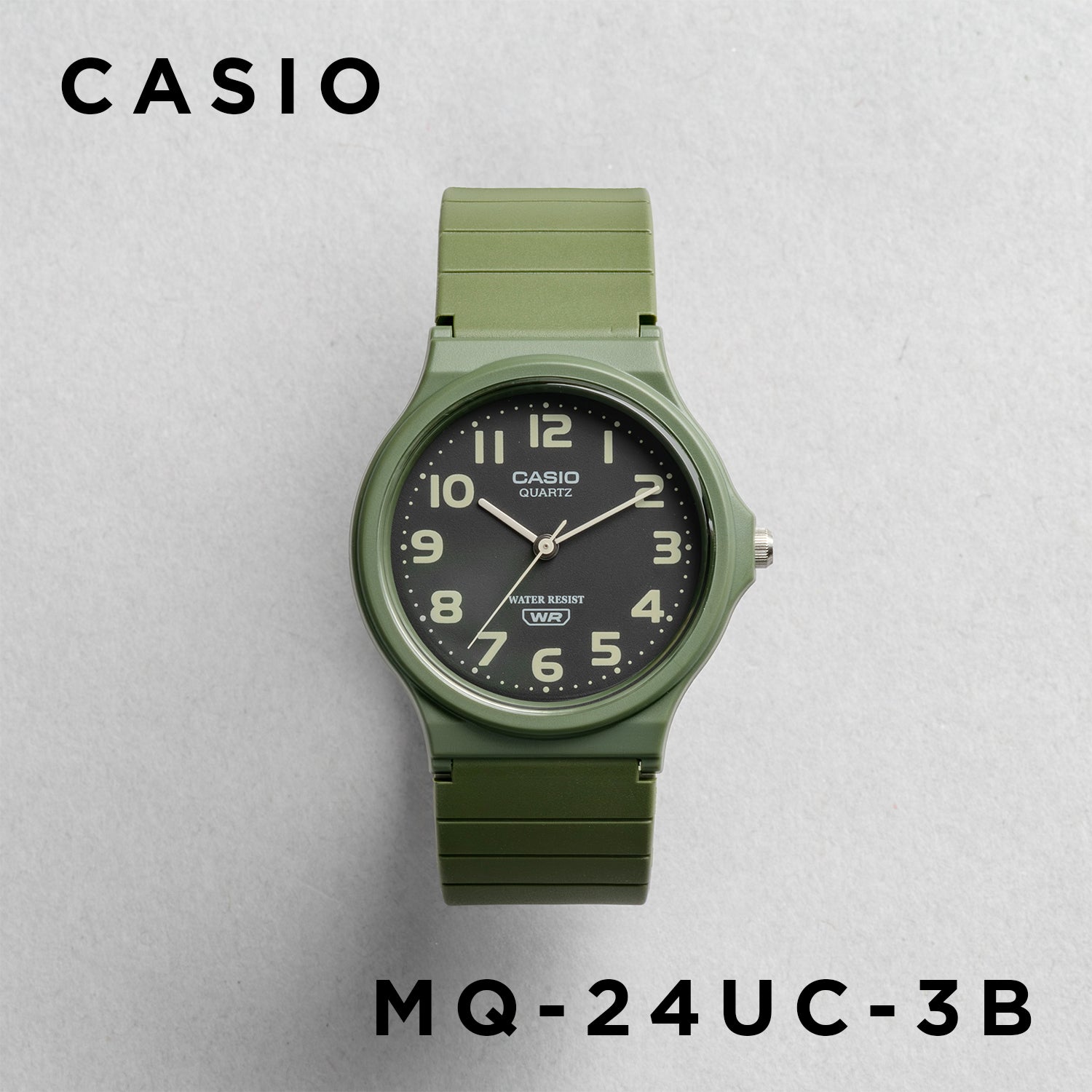 CASIO カシオ MQ-24UC-3B カーキ ブラック文字盤 アナログ メンズ 腕時計 正面