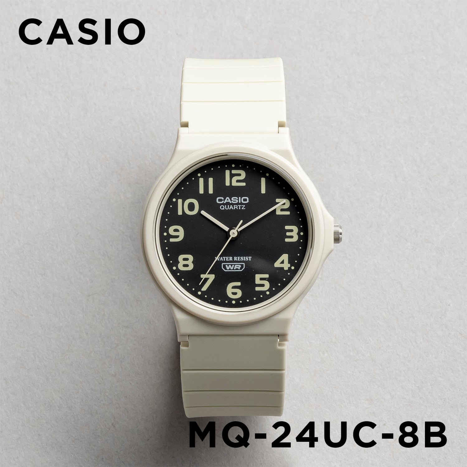CASIO カシオ MQ-24UC-8B ベージュ ブラック文字盤 アナログ ユニセックス 腕時計 正面