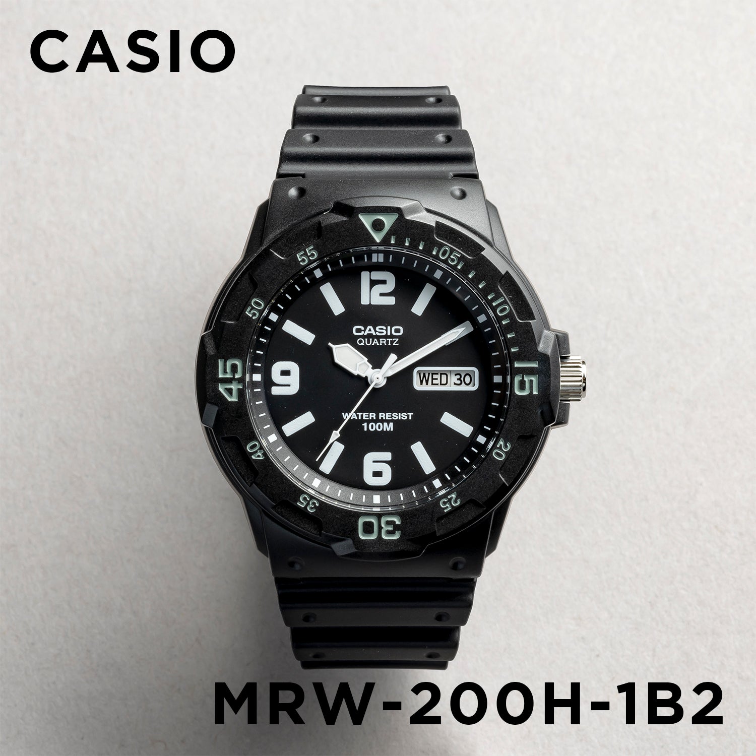 CASIO カシオ MRW-200H-1B2 ブラック ブラック文字盤 アナログ メンズ 腕時計 正面
