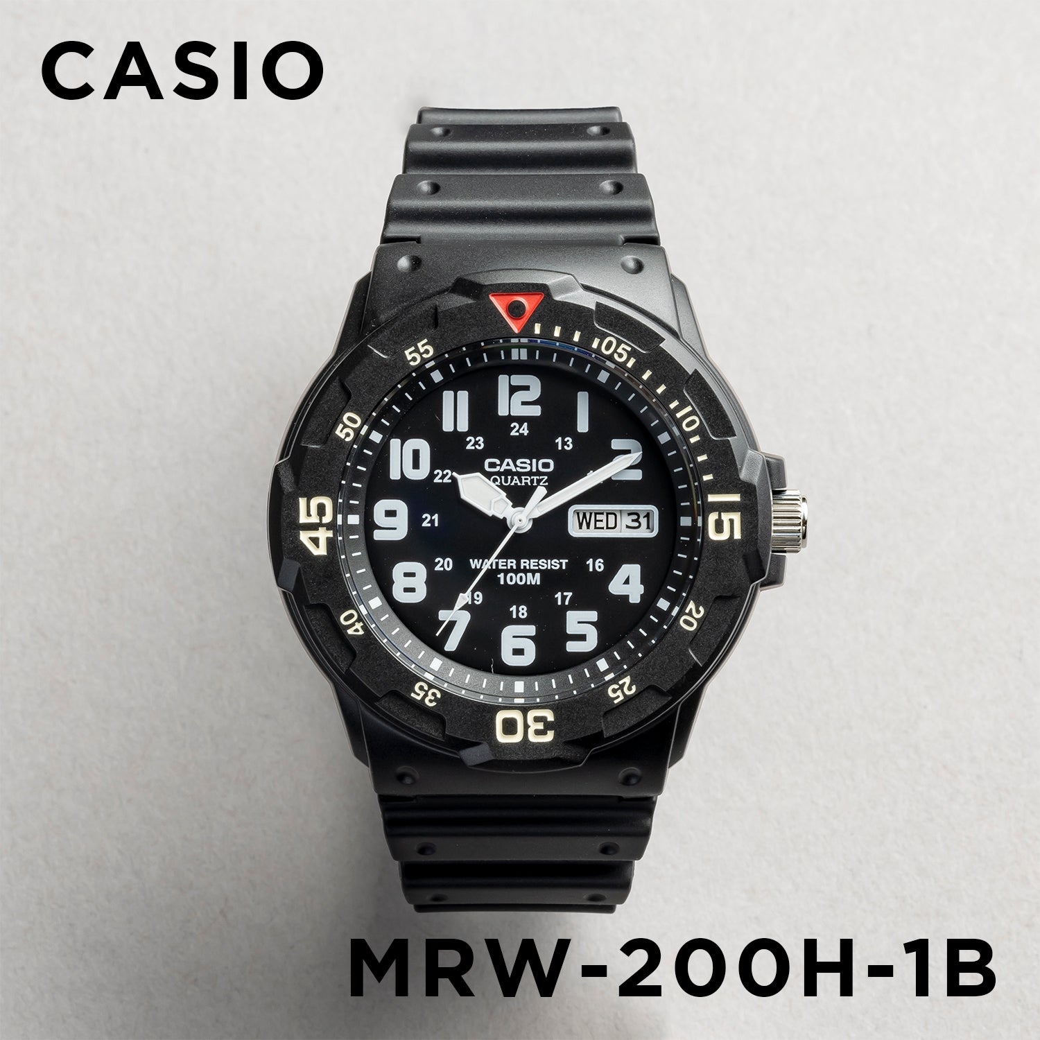 CASIO カシオ MRW-200H-1B ブラック ブラック文字盤 アナログ メンズ 腕時計 正面