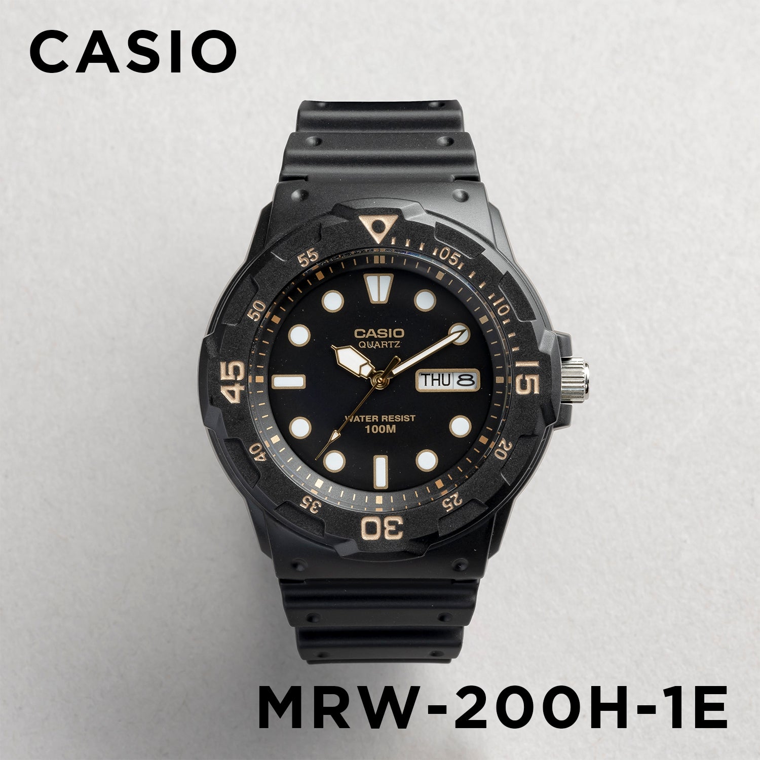 CASIO カシオ MRW-200H-1E ブラック ブラック文字盤 アナログ メンズ 腕時計 正面