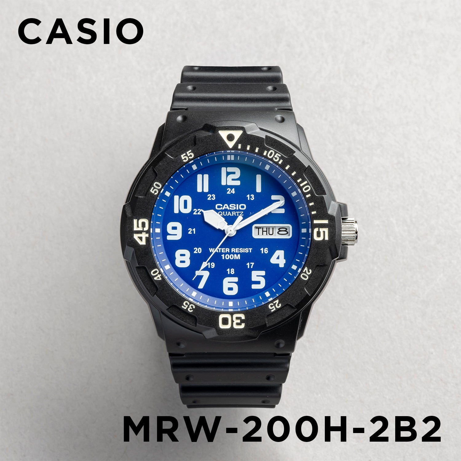 CASIO カシオ MRW-200H-2B2 ブラック ブルー文字盤 アナログ メンズ 腕時計 正面