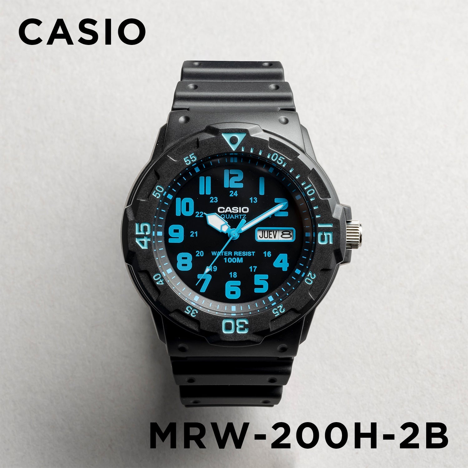 CASIO カシオ MRW-200H-2B ブラック ブルー文字盤 アナログ メンズ 腕時計 正面