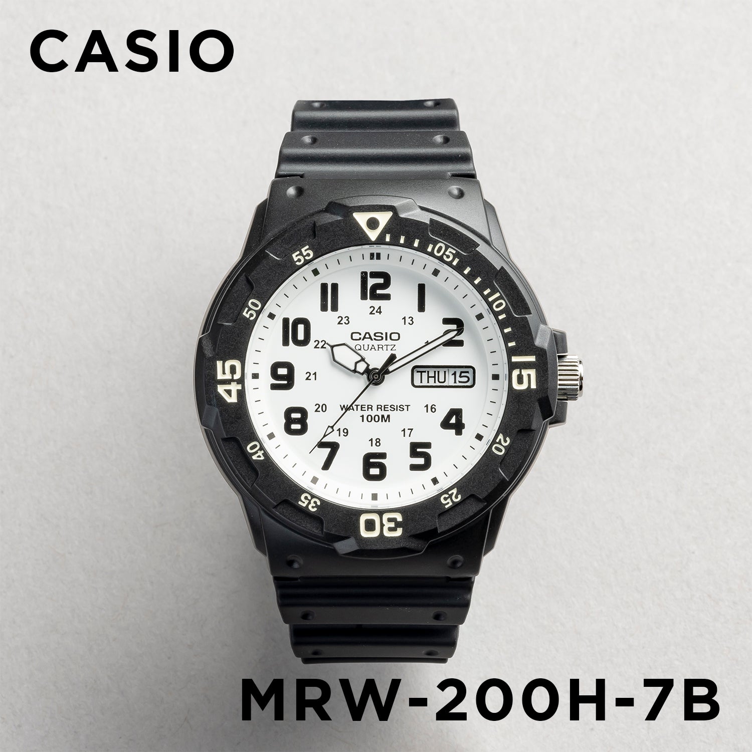 CASIO カシオ MRW-200H-7B ブラック ホワイト文字盤 アナログ メンズ 腕時計 正面
