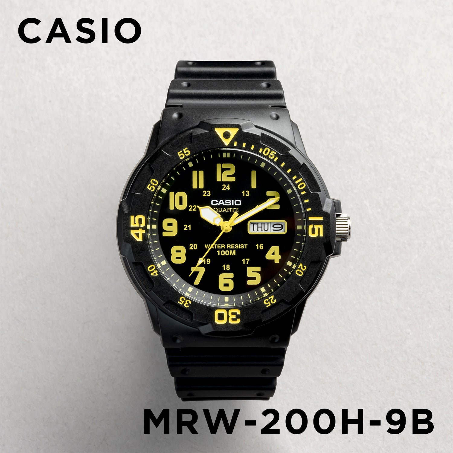 CASIO カシオ MRW-200H-9B ブラック イエロー文字盤 アナログ メンズ 腕時計 正面