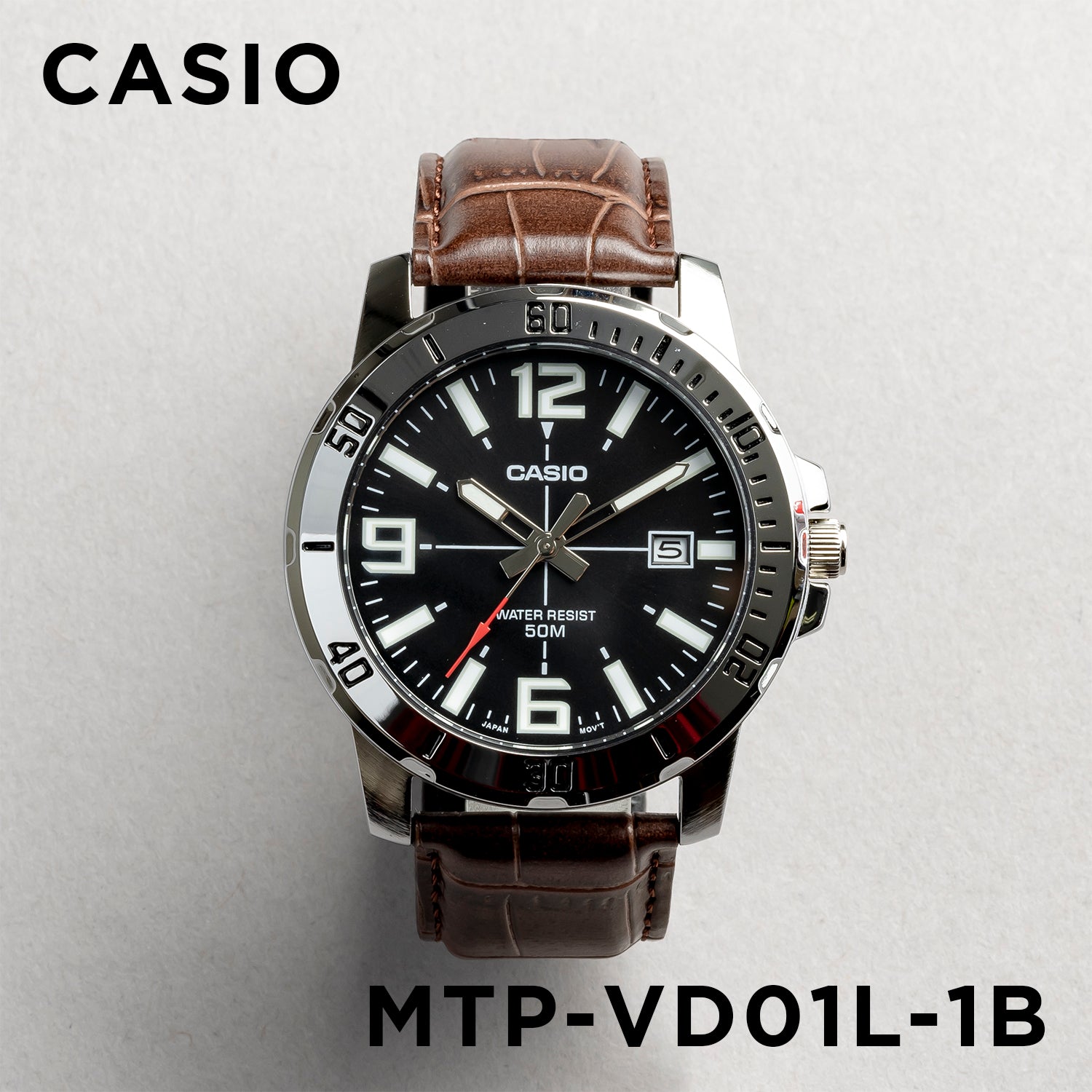 CASIO カシオ MTP-VD01L-1B ブラウン ブラック文字盤 アナログ メンズ 腕時計 正面