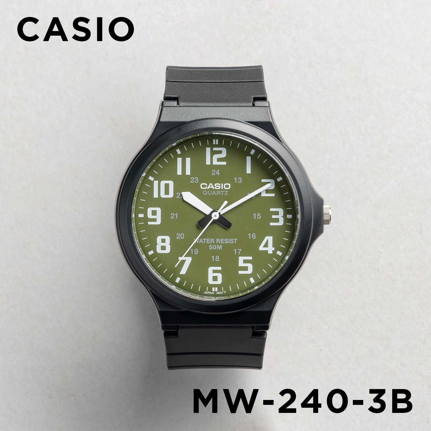 CASIO カシオ MW-240-3B ブラック カーキ文字盤 アナログ メンズ 腕時計