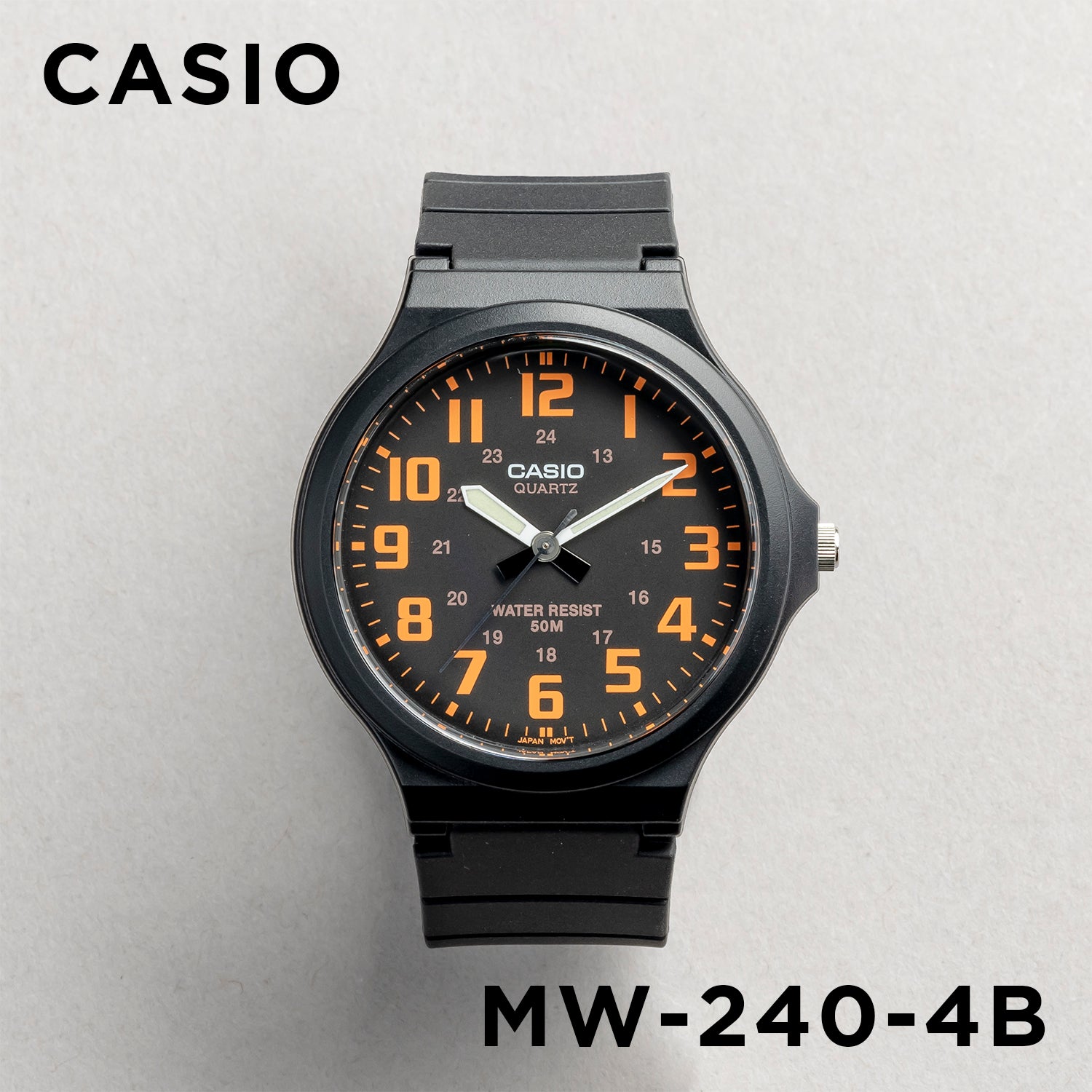 CASIO カシオ MW-240-4B ブラック オレンジ文字盤 アナログ メンズ 腕時計