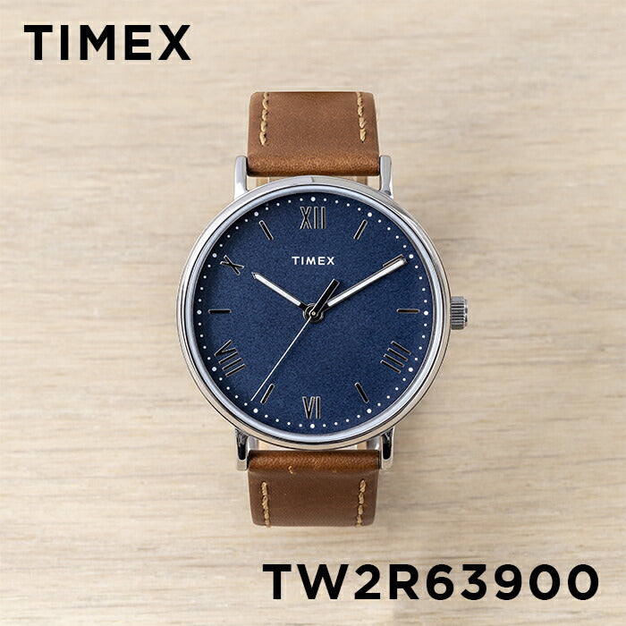 【日本未発売】TIMEXタイメックスサウスビュー41MMメンズTW2R63900腕時計レディースアナログネイビーブラウン茶レザー革ベルト海外モデル