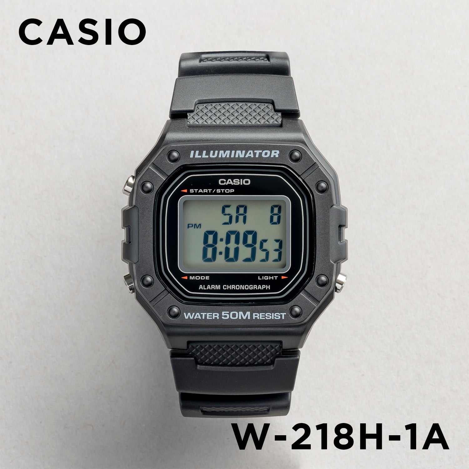 CASIO カシオ W-218H-1A ブラック ブラック文字盤 デジタル メンズ 腕時計 正面