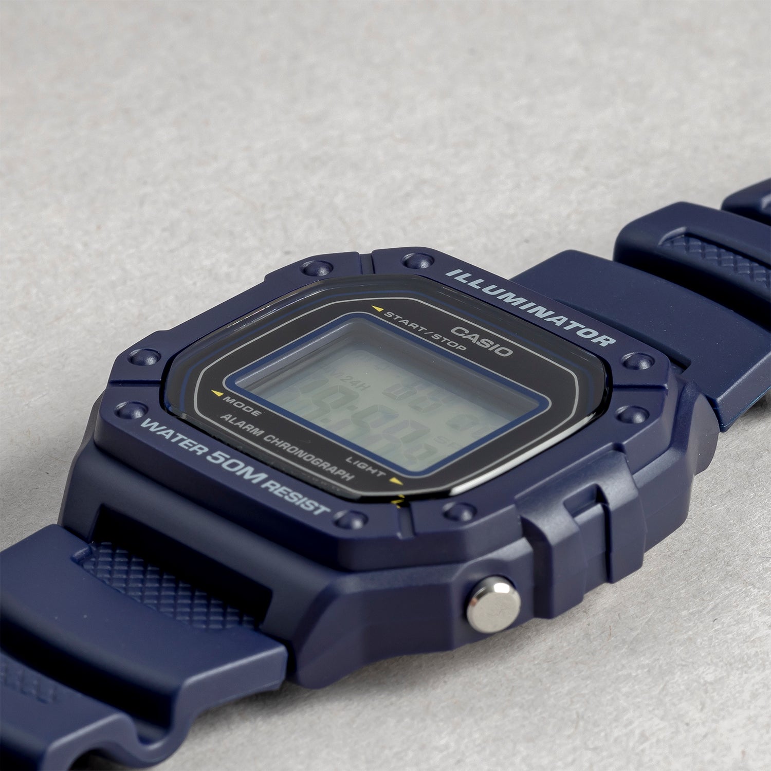 CASIO カシオ W-218H-2A ネイビー ブラック文字盤 デジタル メンズ 腕時計 斜め