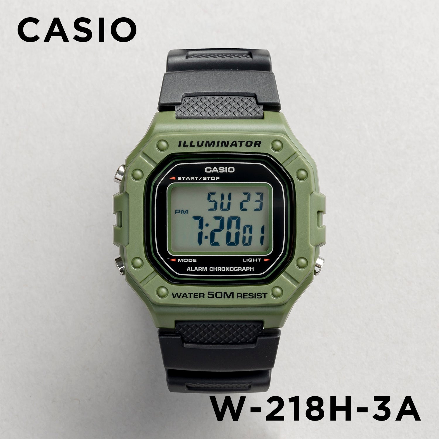 CASIO カシオ W-218H-3A ブラック ブラック文字盤 デジタル メンズ 腕時計 正面
