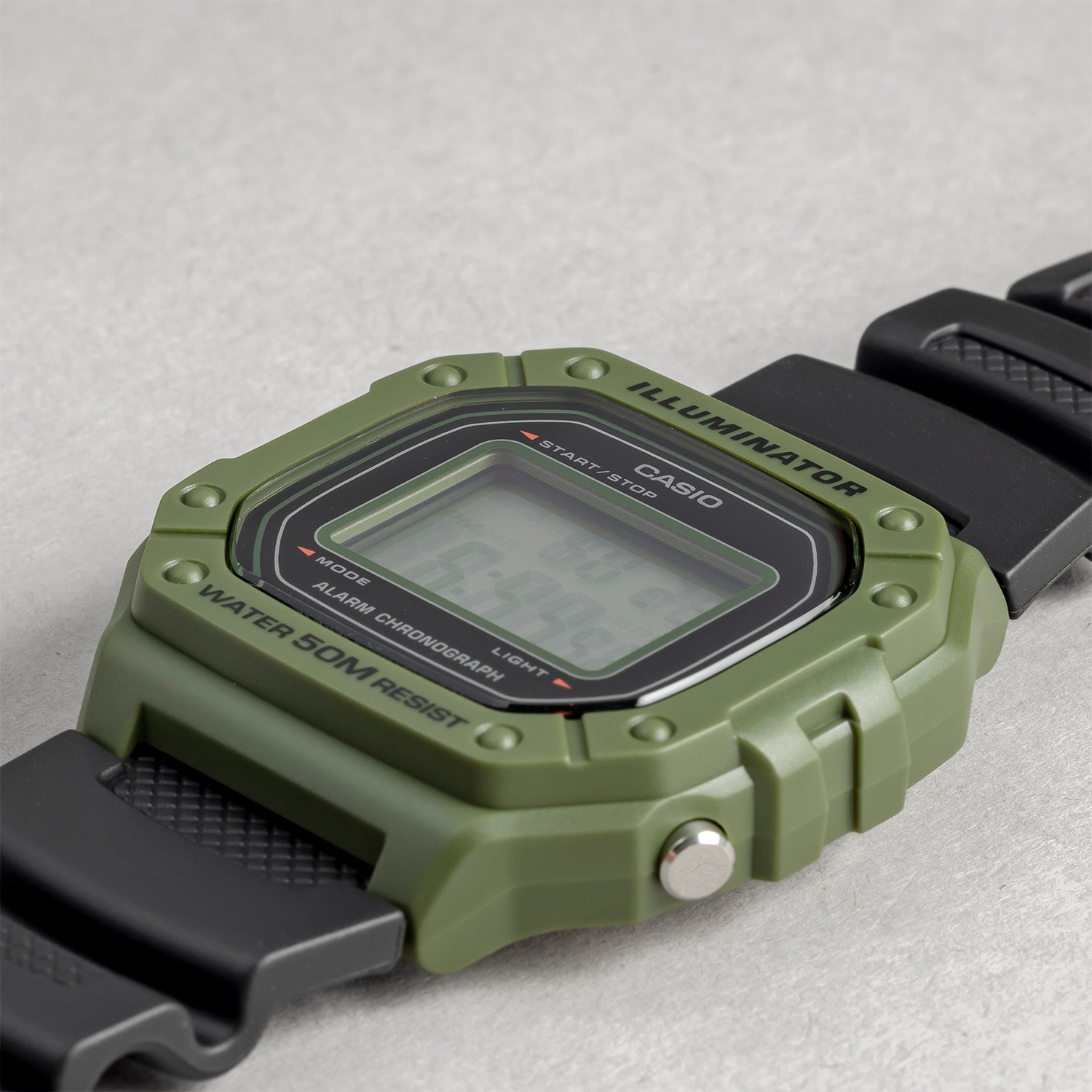 CASIO カシオ W-218H-3A ブラック ブラック文字盤 デジタル メンズ 腕時計 斜め