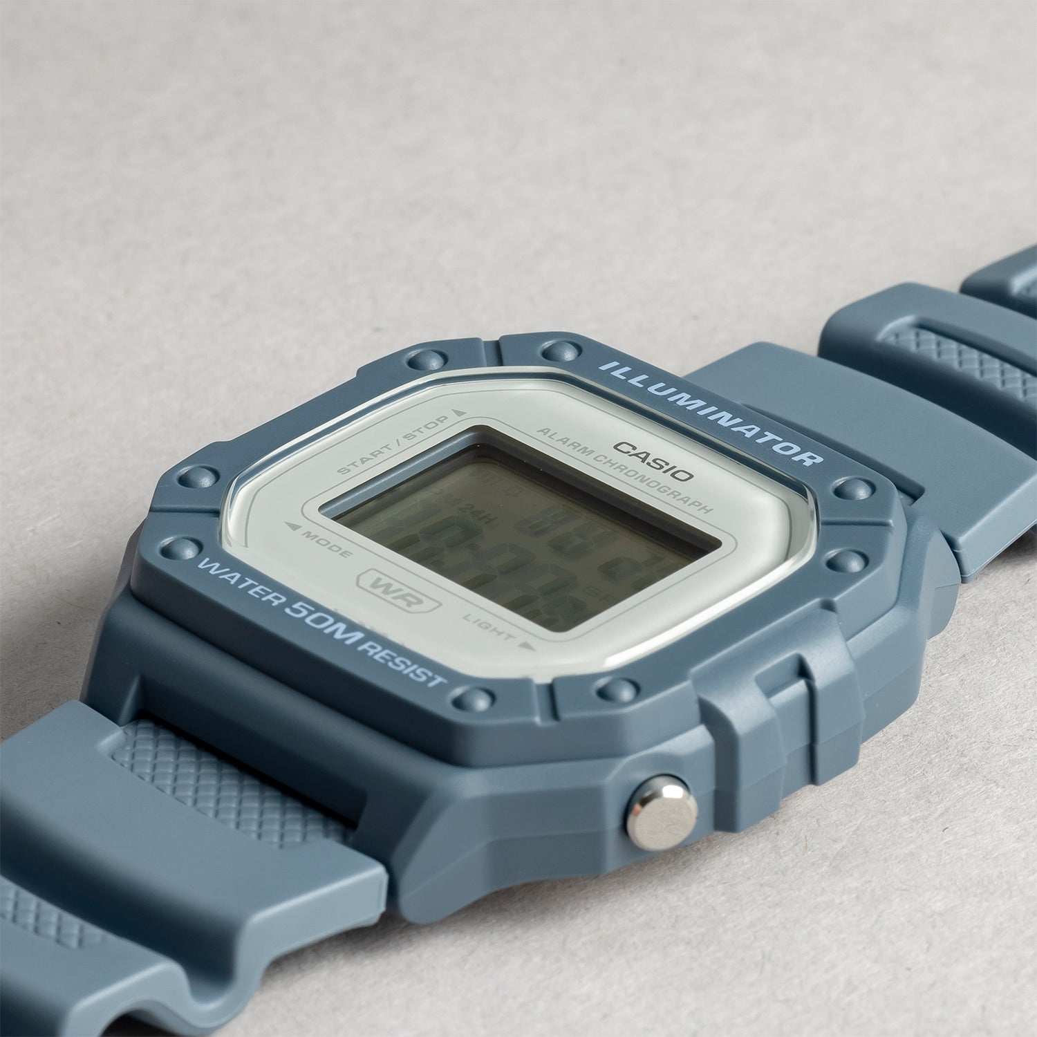 CASIO カシオ W-218HC-2A ブルー ホワイト文字盤 デジタル ユニセックス 腕時計 斜め