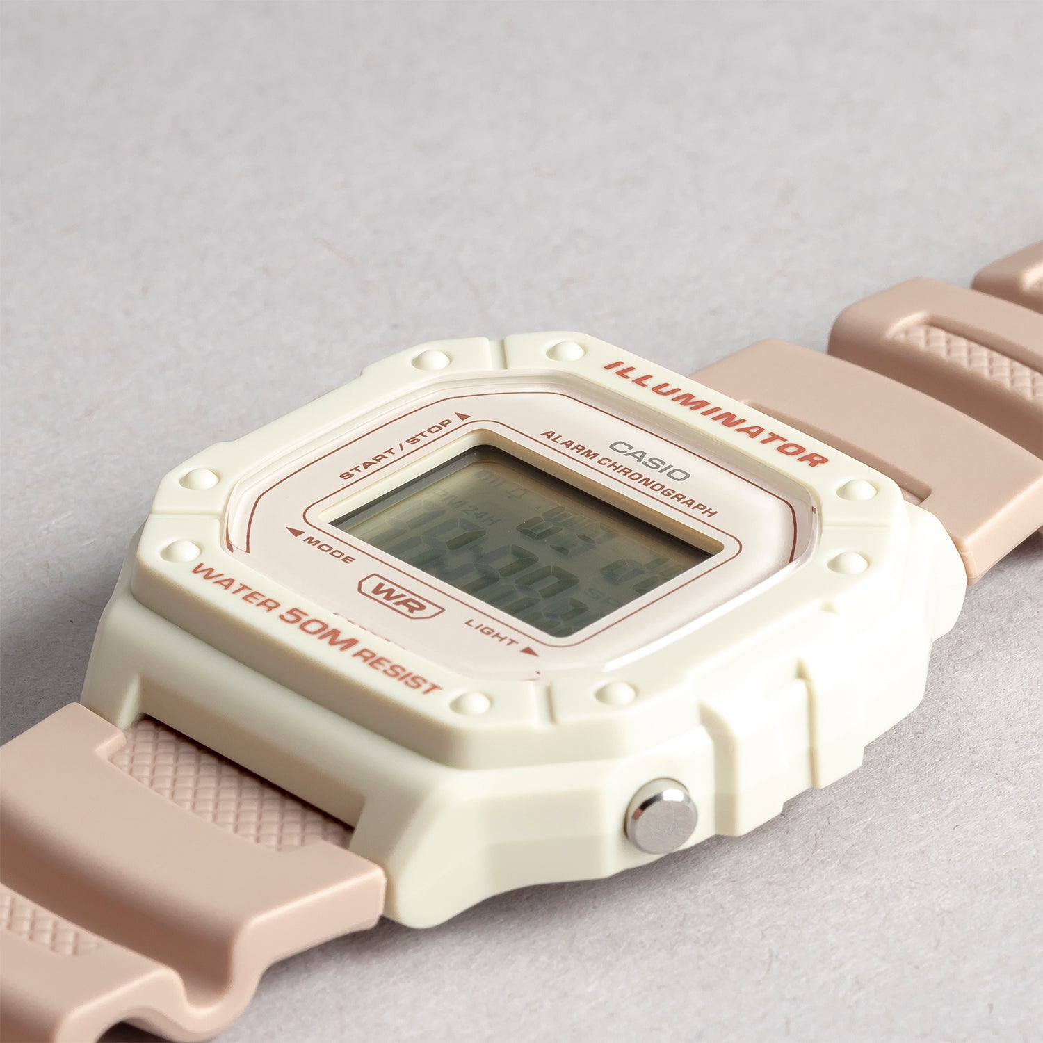 CASIO カシオ W-218HC-4A2 ピンク ピンク文字盤 デジタル ユニセックス 腕時計 斜め