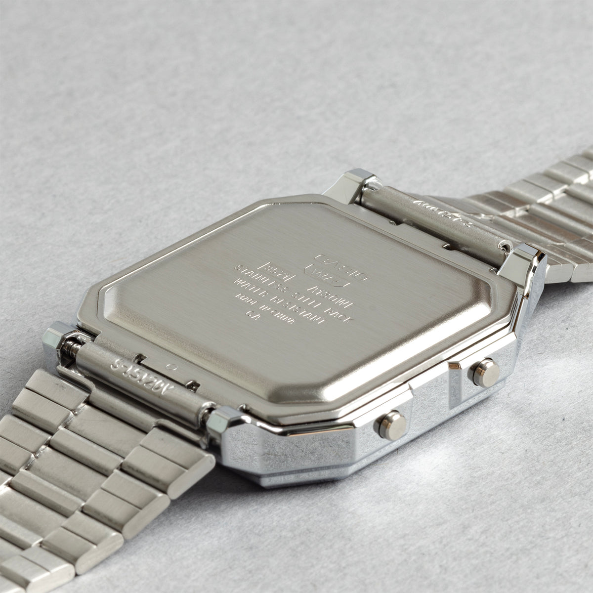 CASIO カシオ A130WE-9A シルバー ベージュ文字盤 デジタル メンズ 腕時計 ケースバック