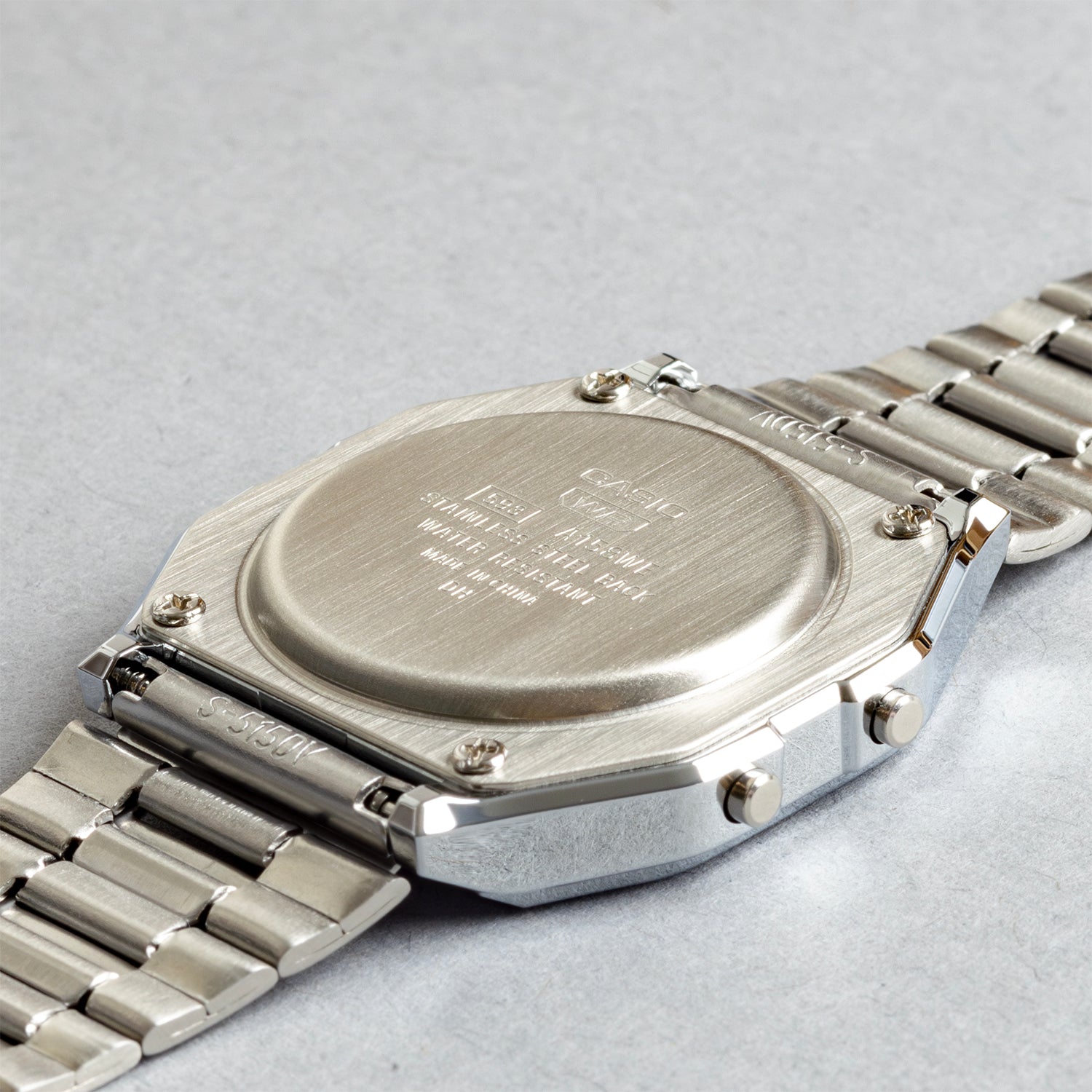CASIO カシオ A158WEA-7 シルバー シルバー文字盤 デジタル メンズ 腕時計 ケースバック