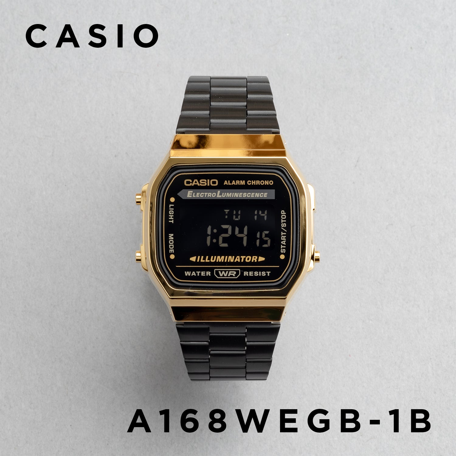 CASIO カシオ A168WEGB-1B ブラック ブラック文字盤 デジタル メンズ 腕時計 正面