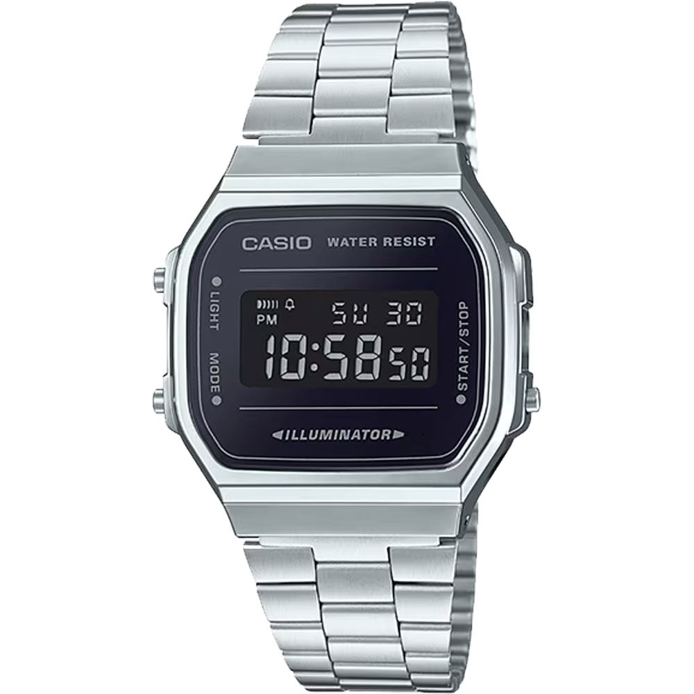 CASIO カシオ A168WEM-1 シルバー ブラック文字盤 デジタル メンズ 腕時計