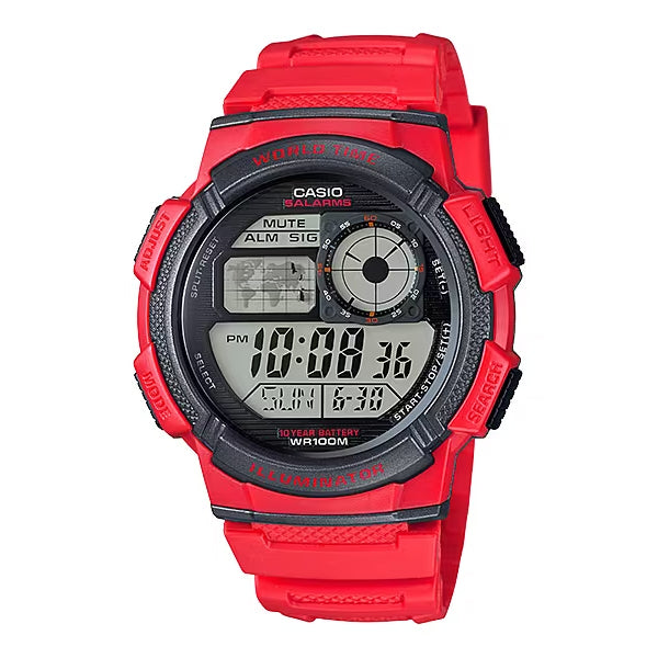 CASIO カシオ AE-1000W-4A レッド ブラック文字盤 デジタル メンズ 腕時計