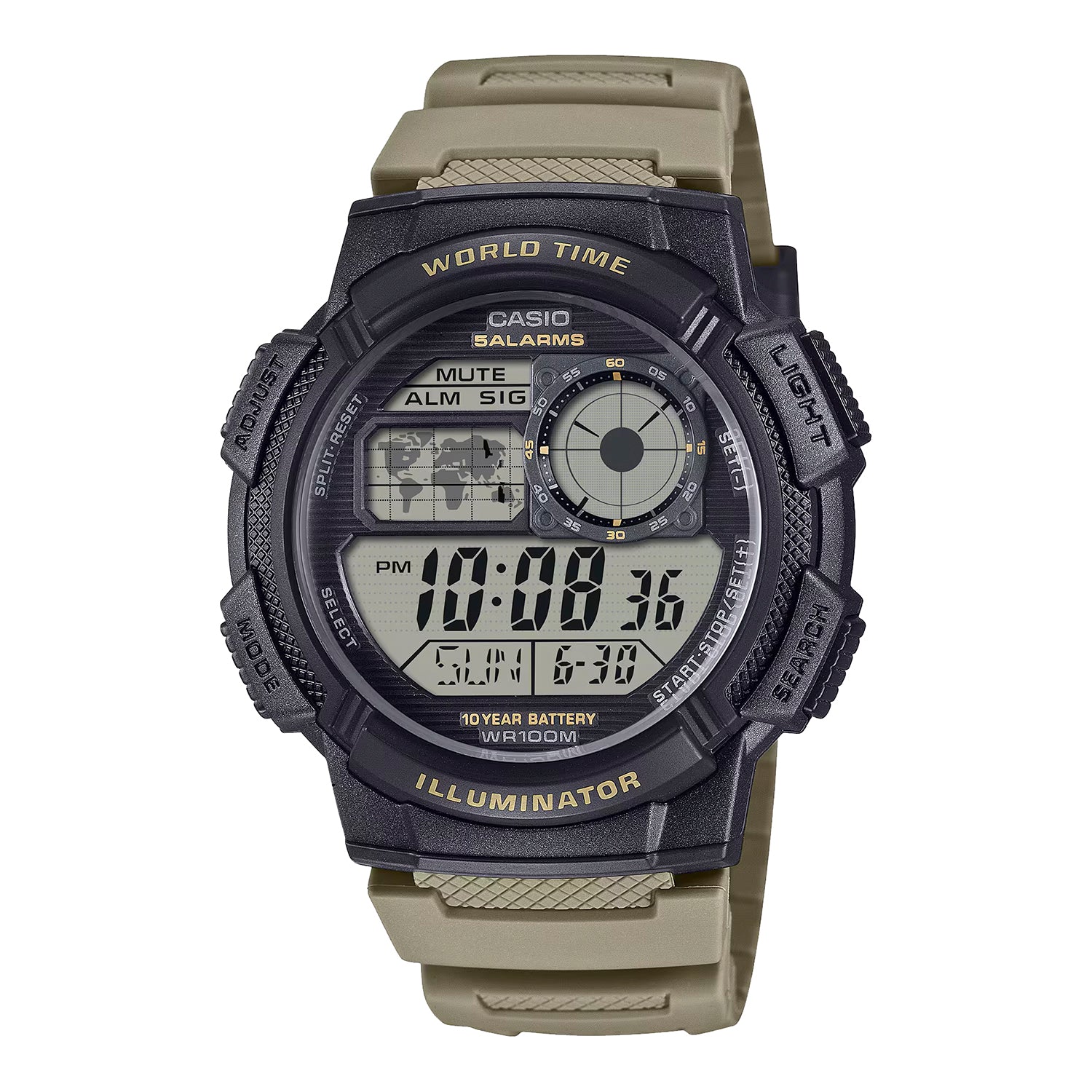 CASIO カシオ AE-1000W-5A ベージュ ブラック文字盤 デジタル メンズ 腕時計