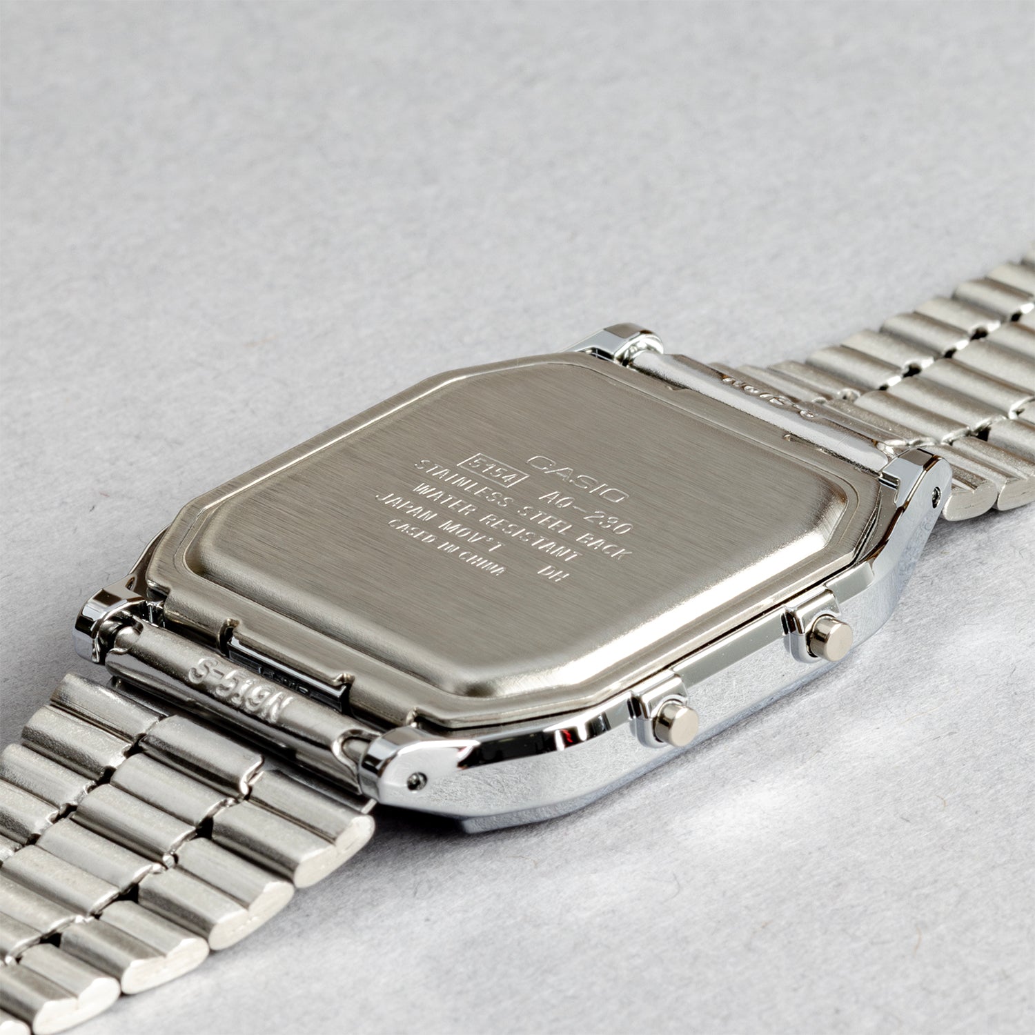 CASIO カシオ AQ-230A-3A シルバー グリーン文字盤 アナデジ メンズ 腕時計 ケースバック