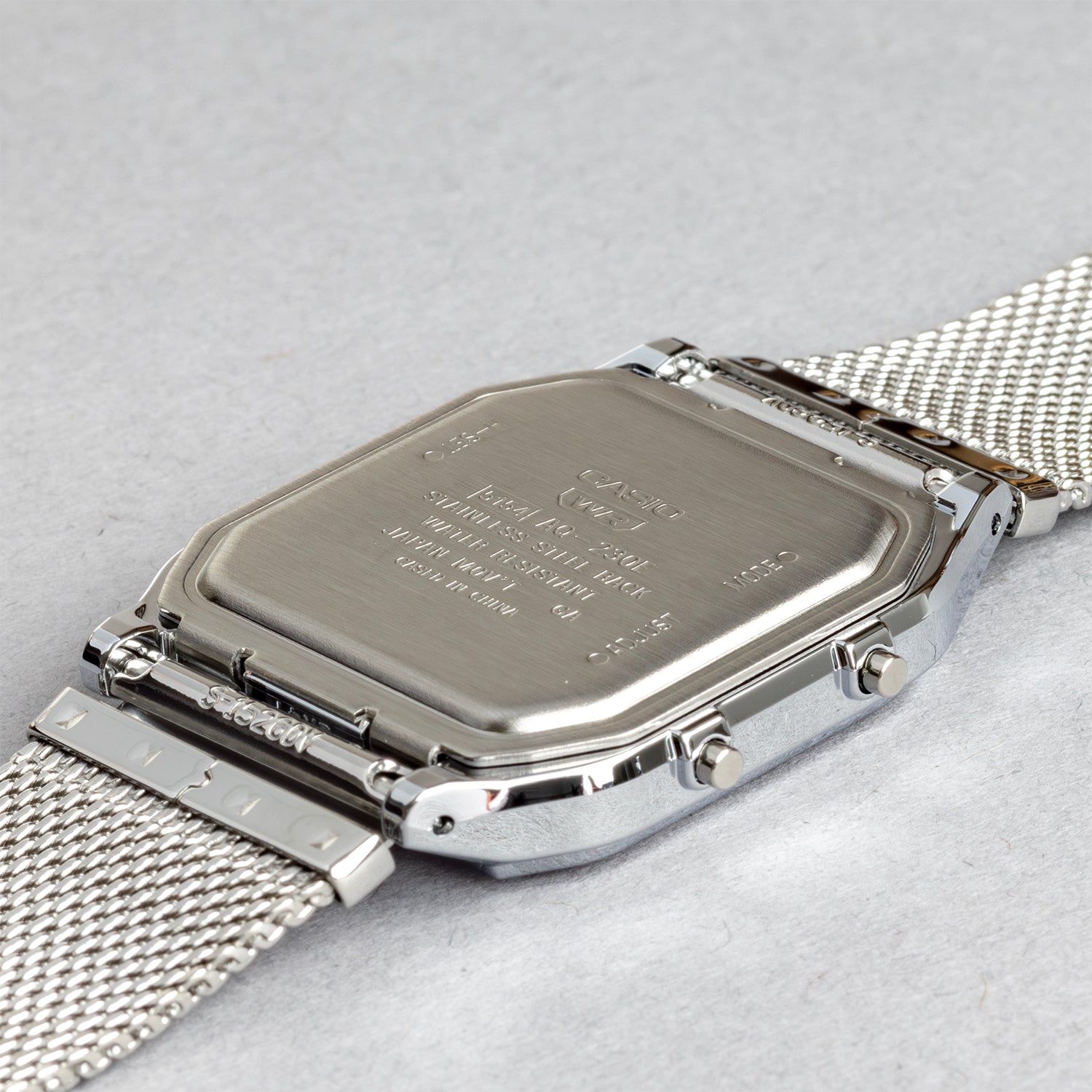 CASIO カシオ AQ-230EM-2A シルバー ブルー アナデジ メンズ 腕時計 ケースバック