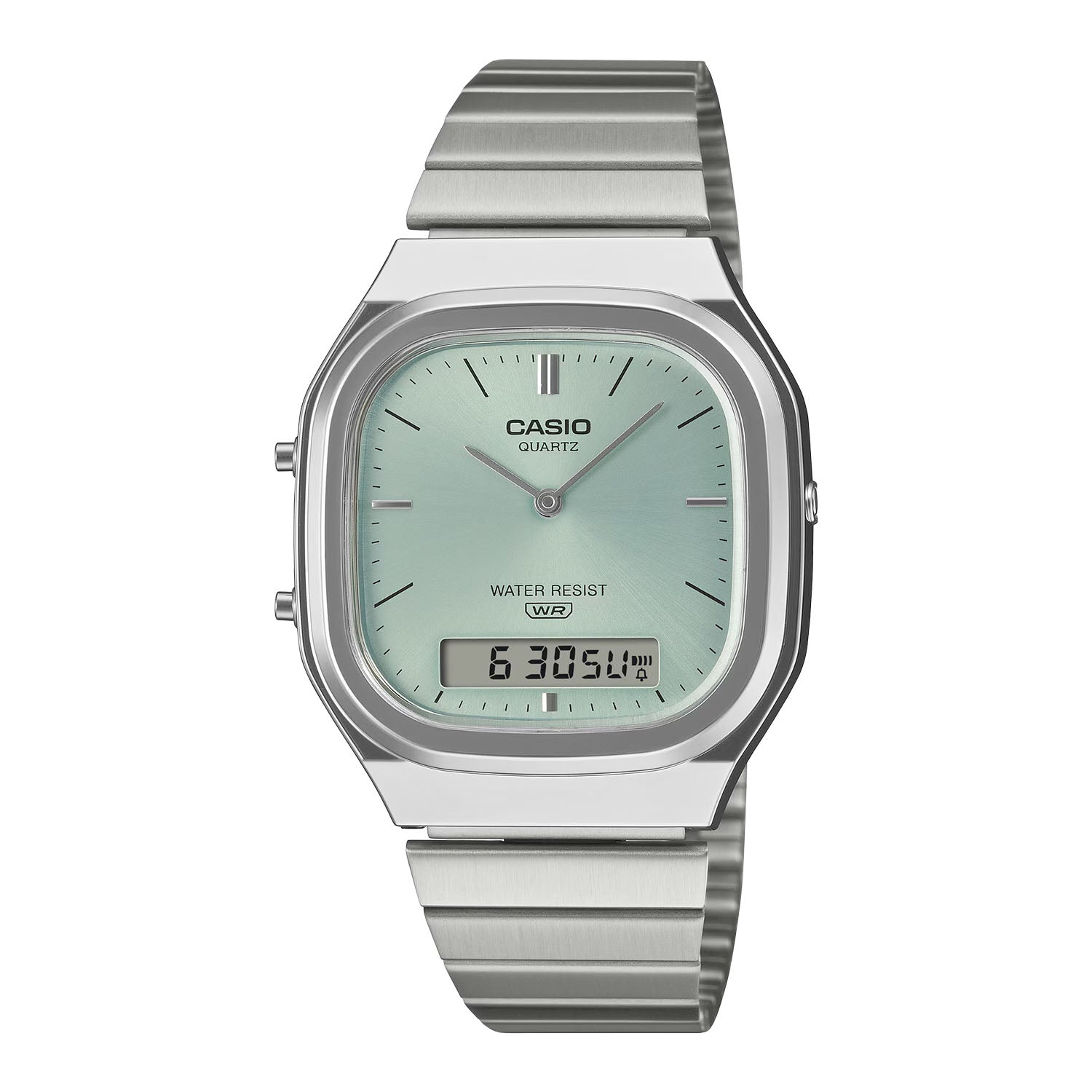CASIO カシオ AQ-240E-2A シルバー ブルー文字盤 アナデジ メンズ 腕時計