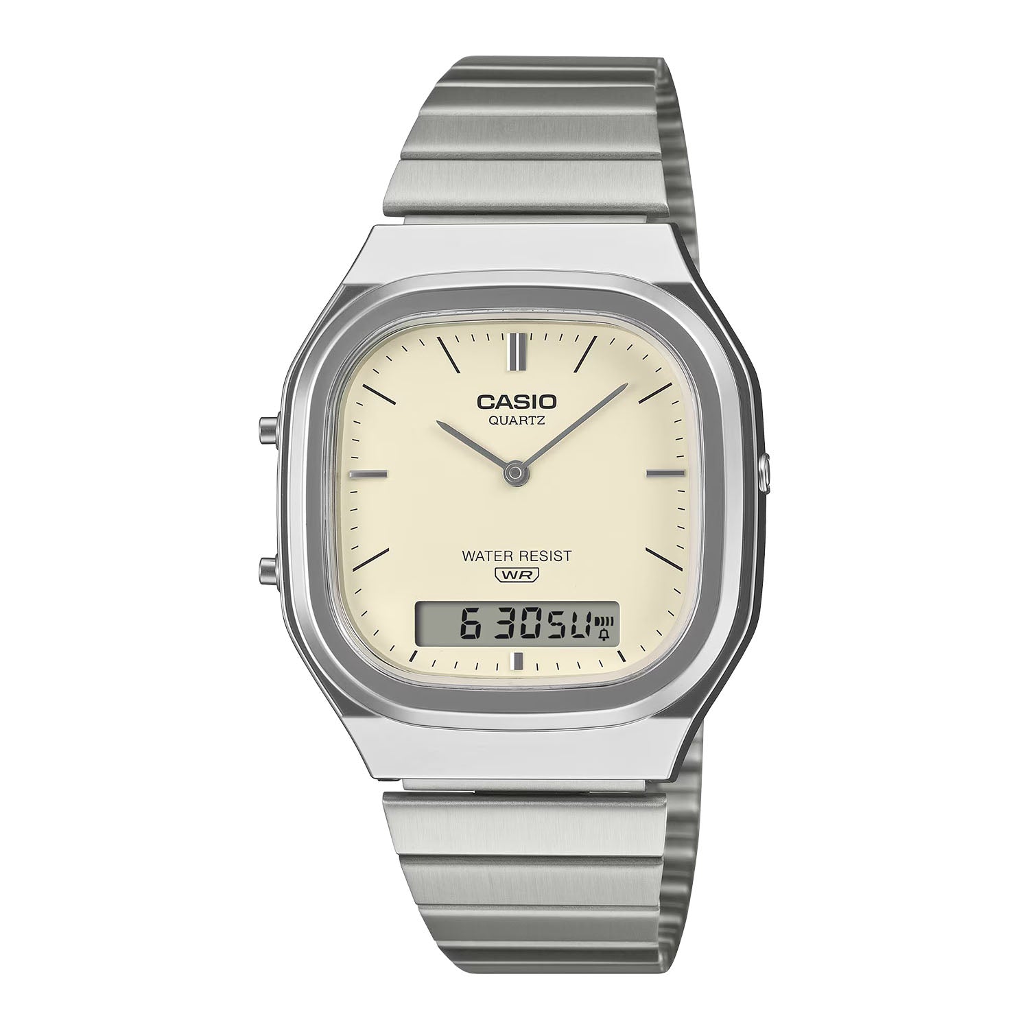 CASIO カシオ AQ-240E-7A2 シルバー ベージュ文字盤 アナデジ メンズ 腕時計