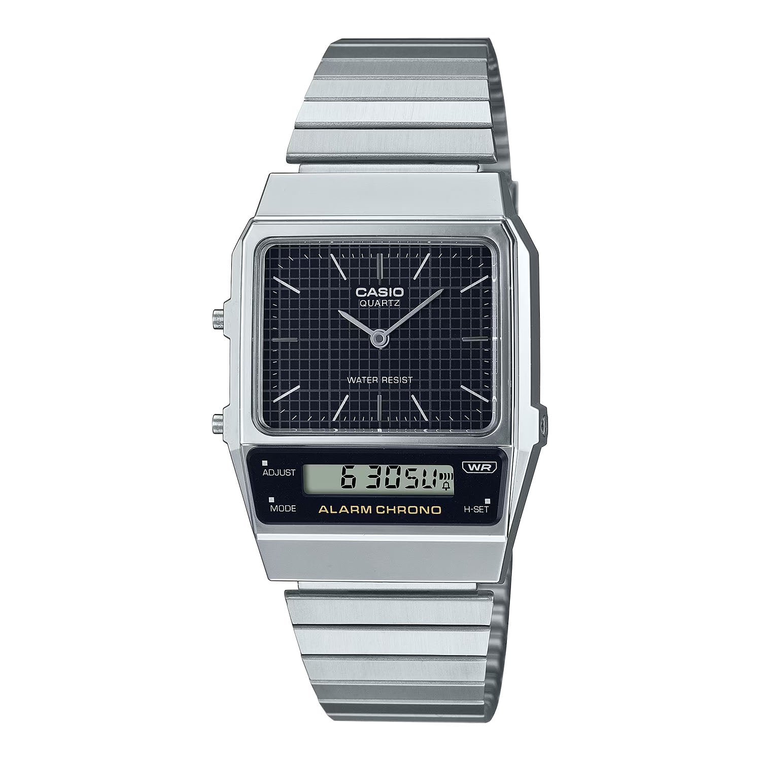 CASIO カシオ AQ-800E-1A シルバー ブラック文字盤 アナデジ メンズ 腕時計
