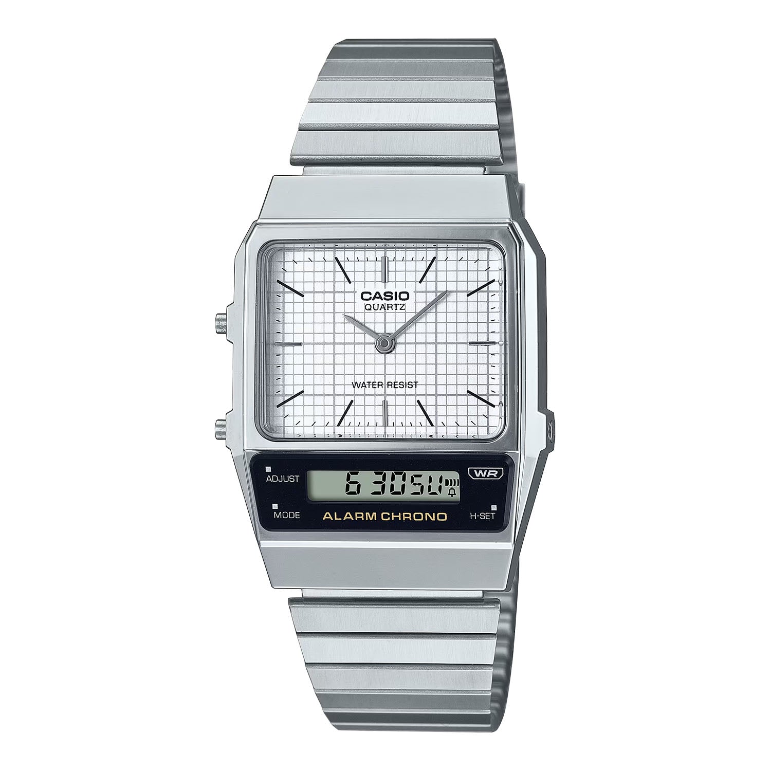 CASIO カシオ AQ-800E-7A シルバー ホワイト文字盤 アナデジ メンズ 腕時計