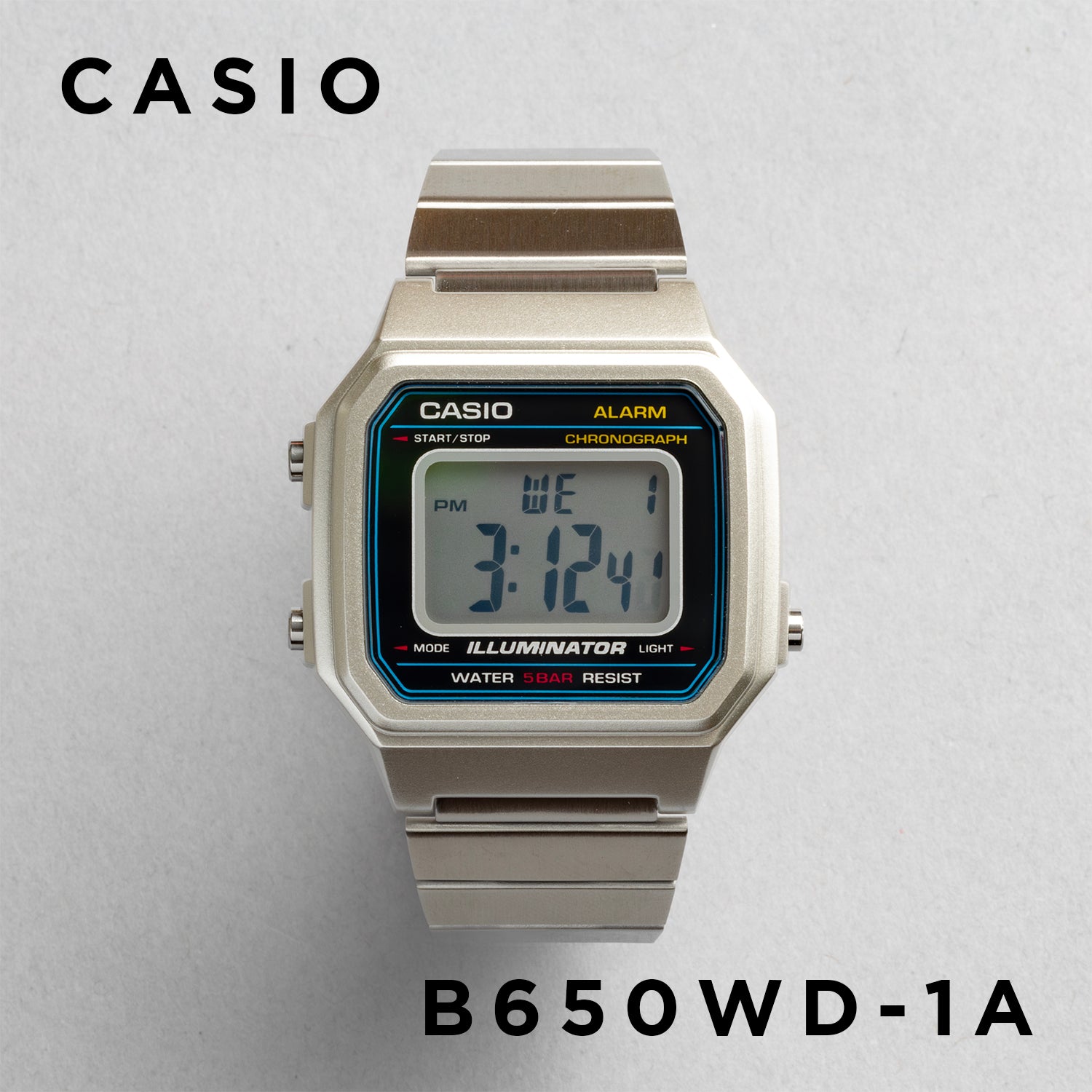 CASIO カシオ B650WD-1A シルバー ブラック文字盤 デジタル メンズ 腕時計