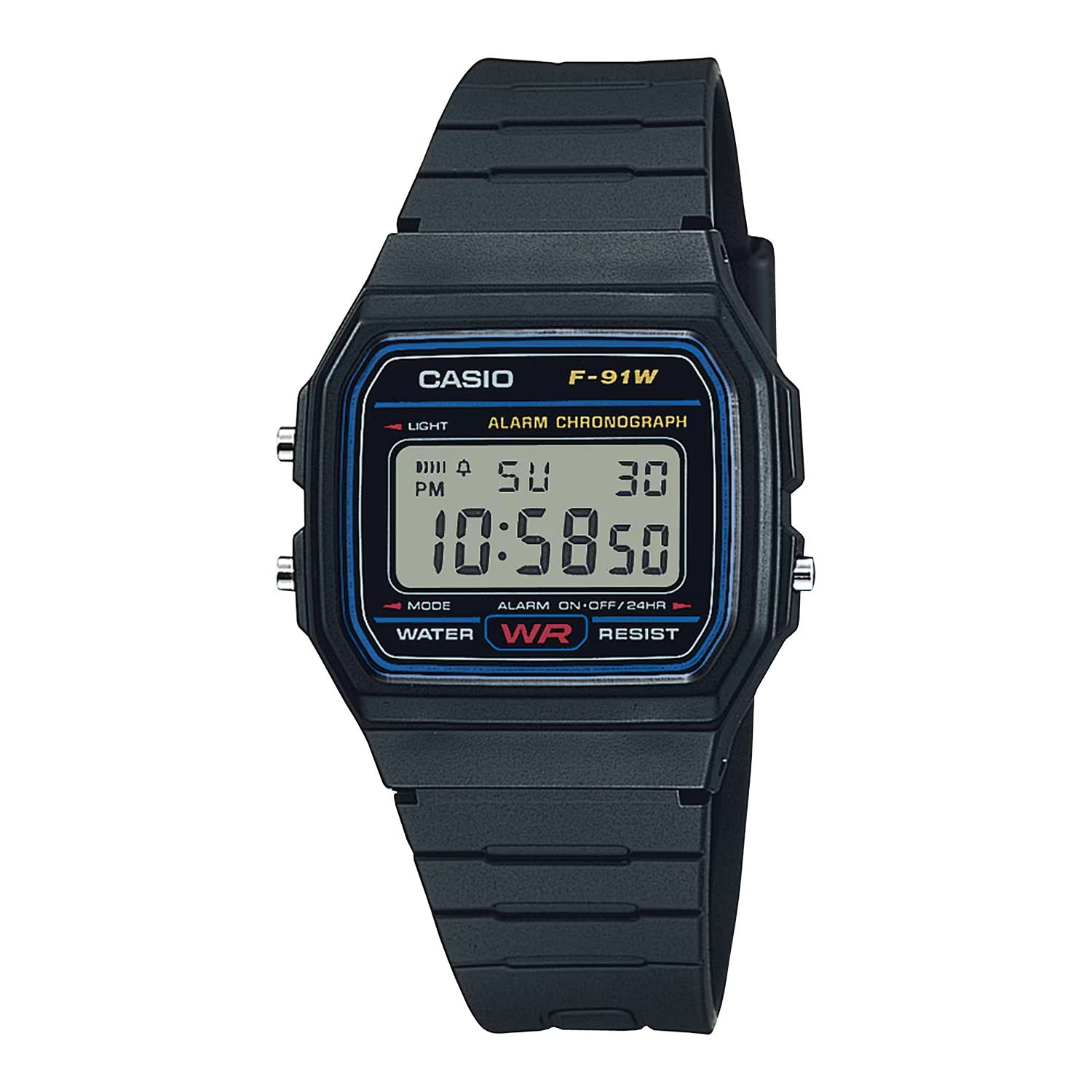 CASIO カシオ F-91W-1 ブラック ブルー文字盤 デジタル メンズ 腕時計