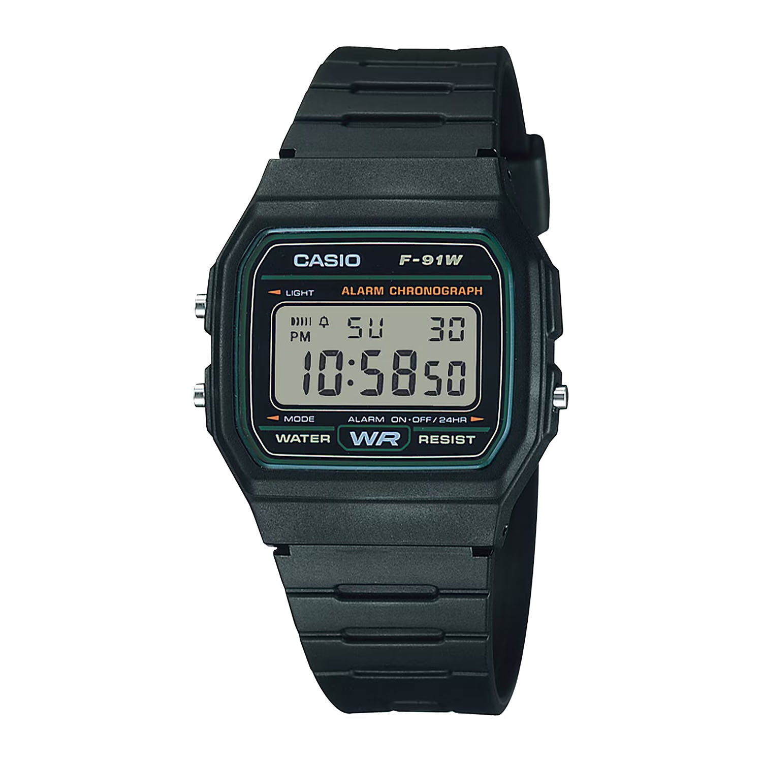 CASIO カシオ F-91W-3 ブラック グリーン文字盤 デジタル メンズ 腕時計