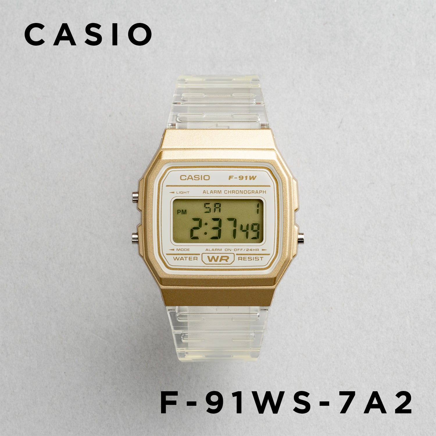CASIO カシオ F-91WS-7A2 ホワイト ホワイト文字盤 デジタル メンズ 腕時計 正面