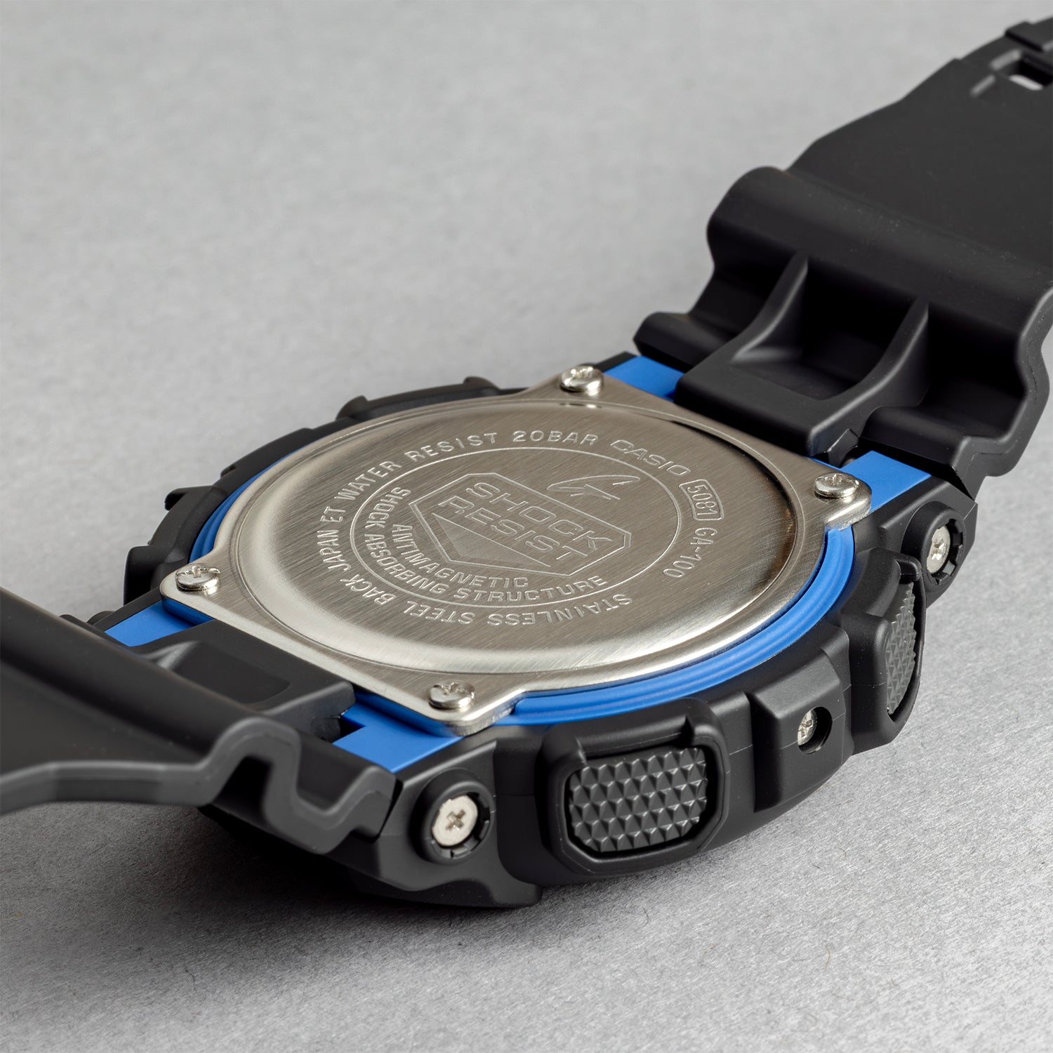 CASIO カシオ GA-100-1A2 ブラック ブルー文字盤 アナデジ メンズ 腕時計 ケースバック