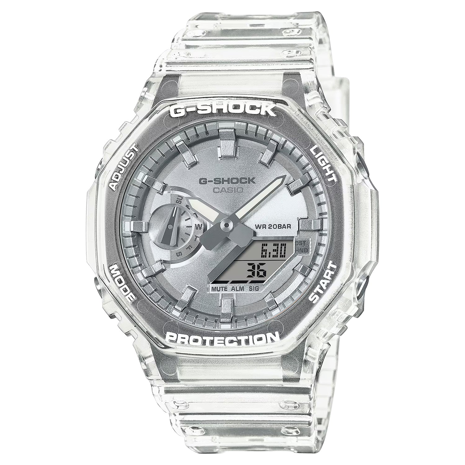 CASIO カシオ GA-2100BM-7A8 スケルトン シルバー文字盤 アナデジ メンズ 腕時計