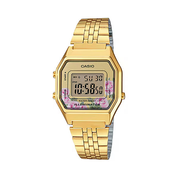 CASIO カシオ LA680WGA-4C ゴールド ゴールド（花柄）文字盤 デジタル レディース 腕時計