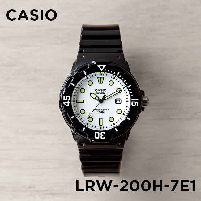 CASIO カシオ LRW-200H-7E1 ブラック ホワイト文字盤 アナログ レディース 腕時計 正面