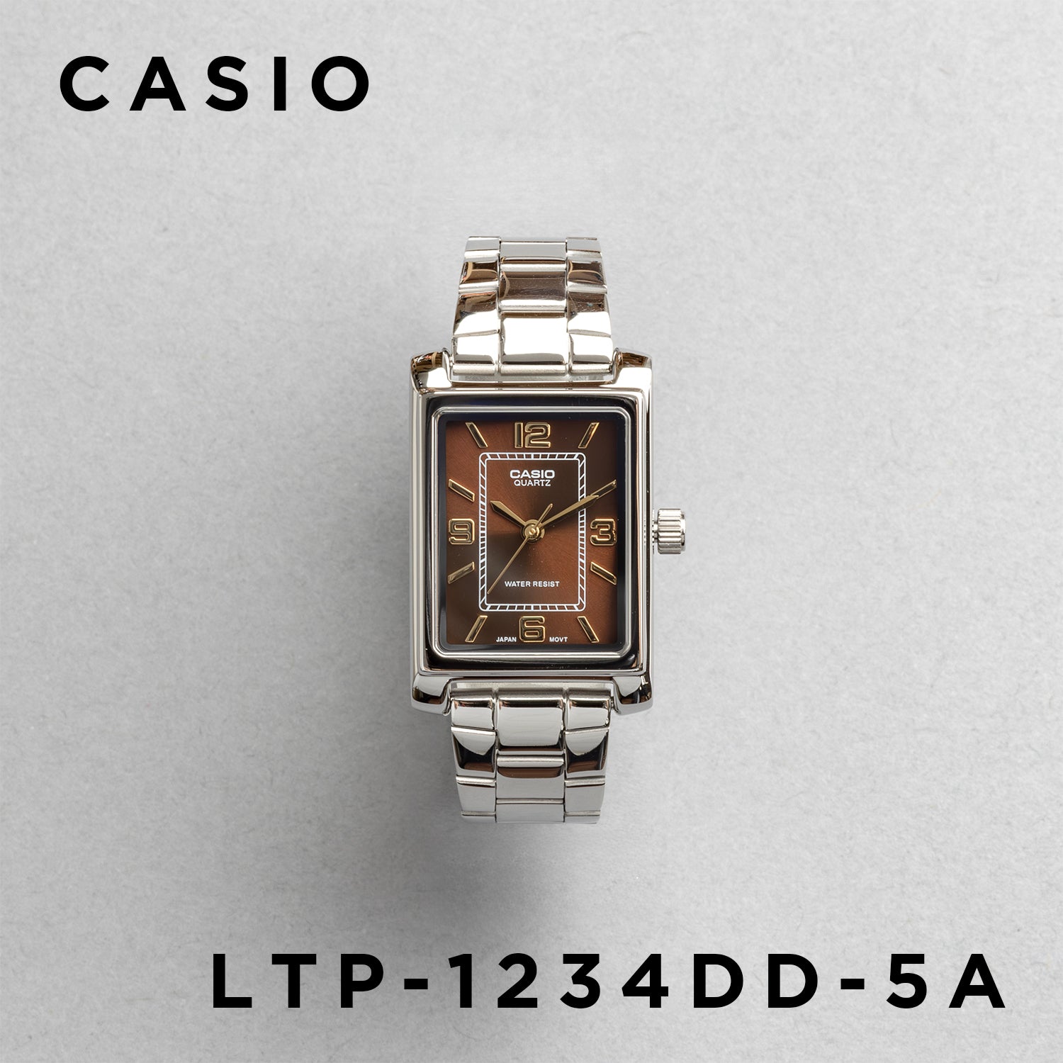 CASIO カシオ LTP-1234DD-5A シルバー ブラウン文字盤 アナログ レディース 腕時計 正面