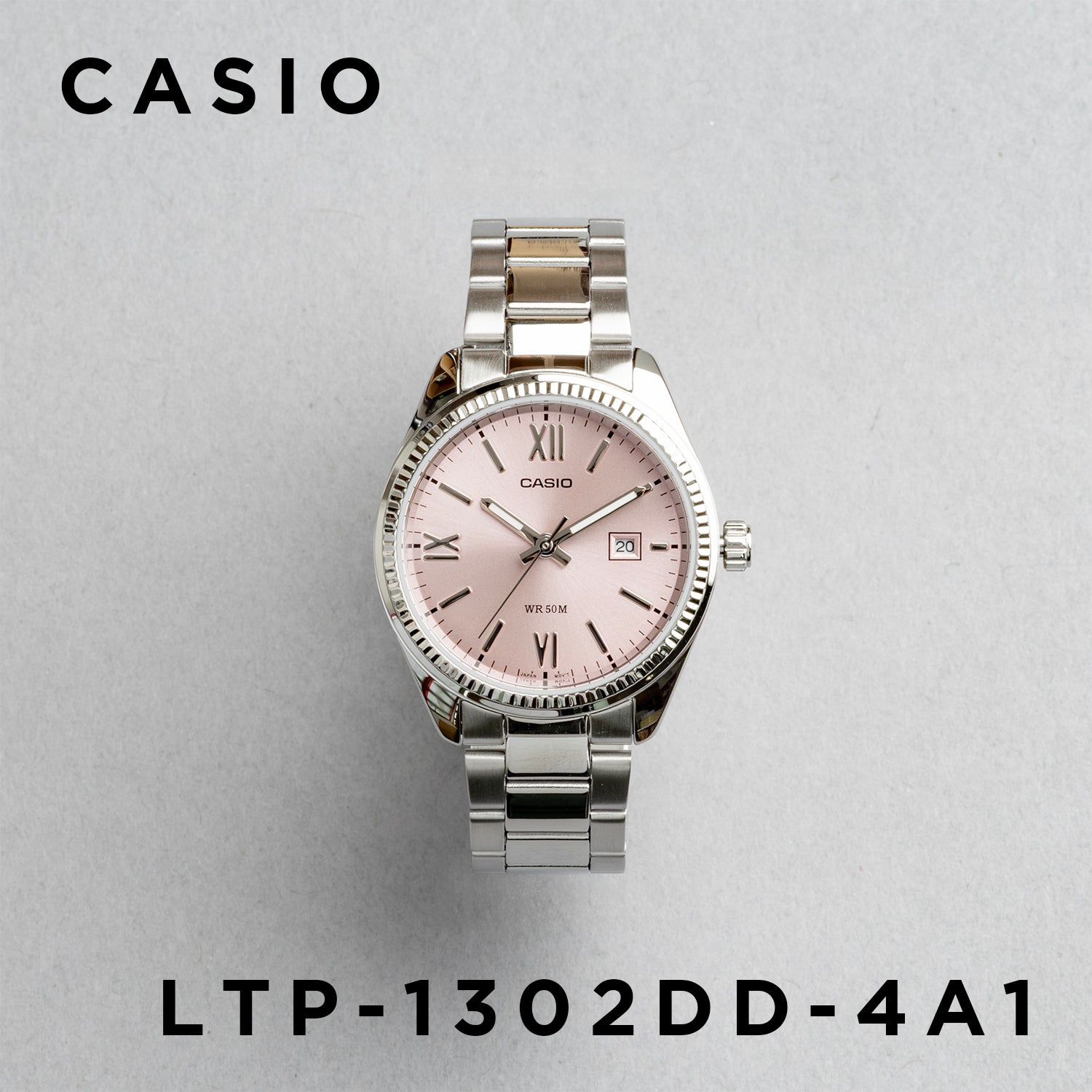CASIO カシオ LTP-1302DD-4A1 シルバー ピンク文字盤 アナログ レディース 腕時計 正面