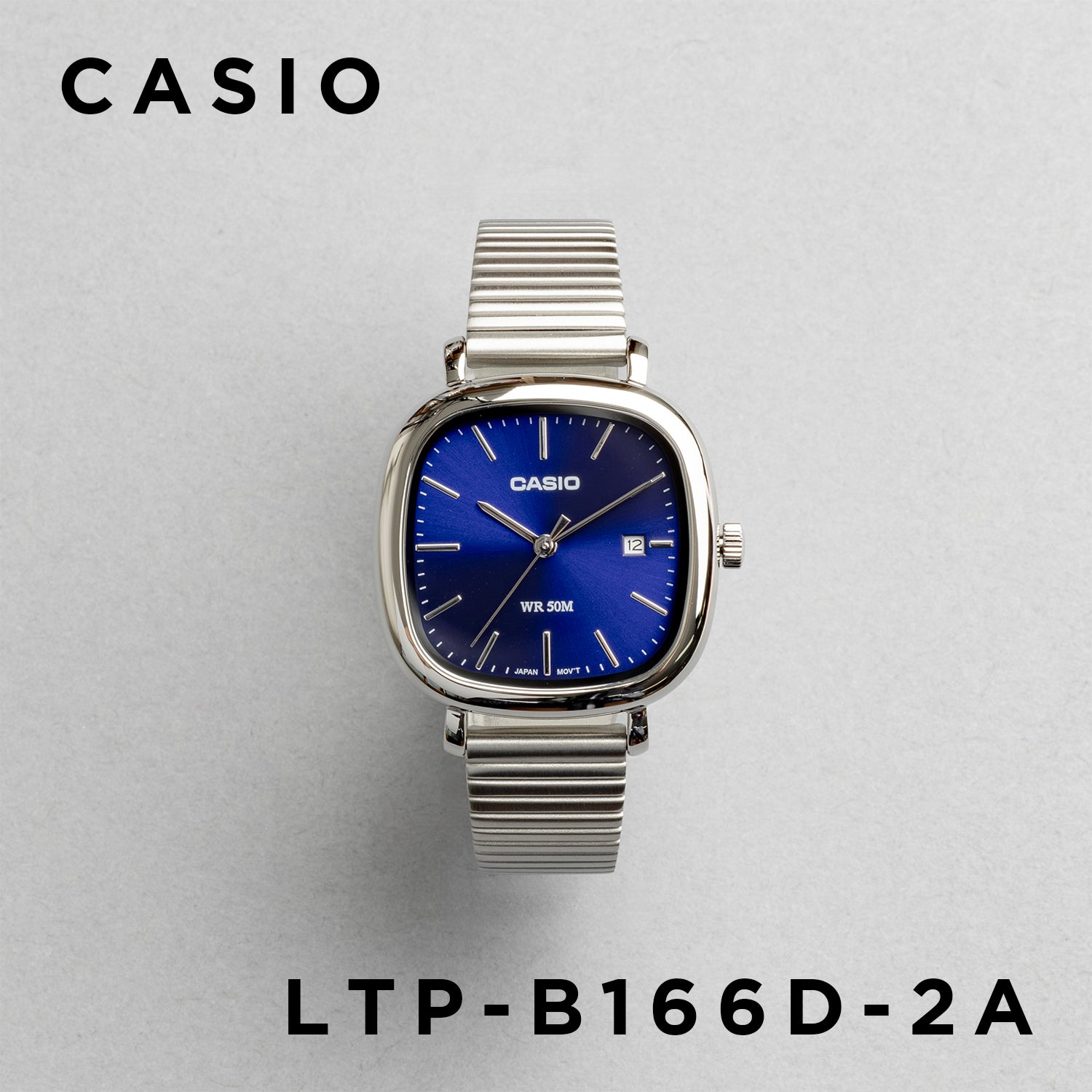 CASIO カシオ LTP-B166D-2A シルバー ブルー文字盤 アナログ レディース 腕時計 正面
