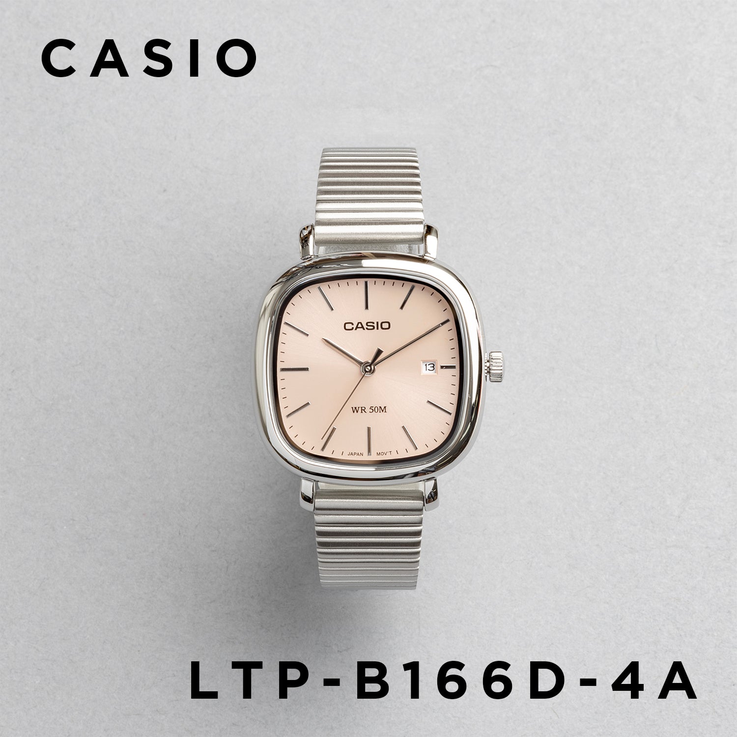 CASIO カシオ LTP-B166D-4A シルバー ピンク文字盤 アナログ レディース 腕時計 正面