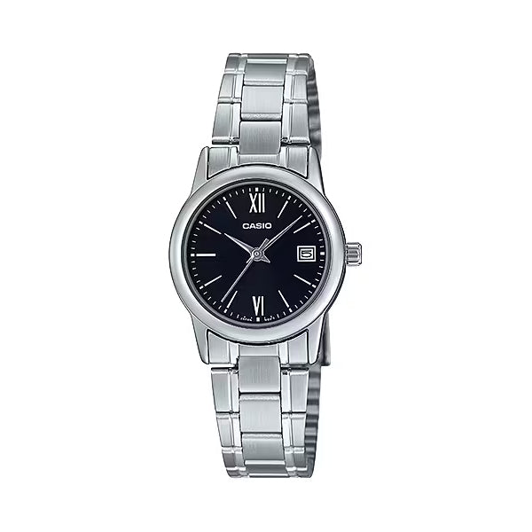 CASIO カシオ LTP-V002D-1B3 シルバー ブラック文字盤 アナログ レディース 腕時計