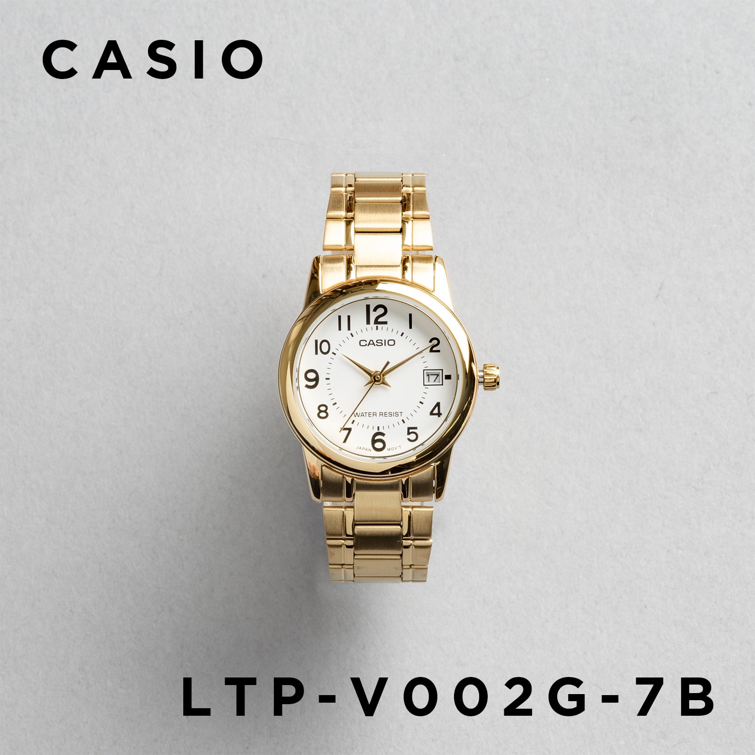 CASIO カシオ LTP-V002G-7B ゴールド ホワイト文字盤 アナログ レディース 腕時計 正面