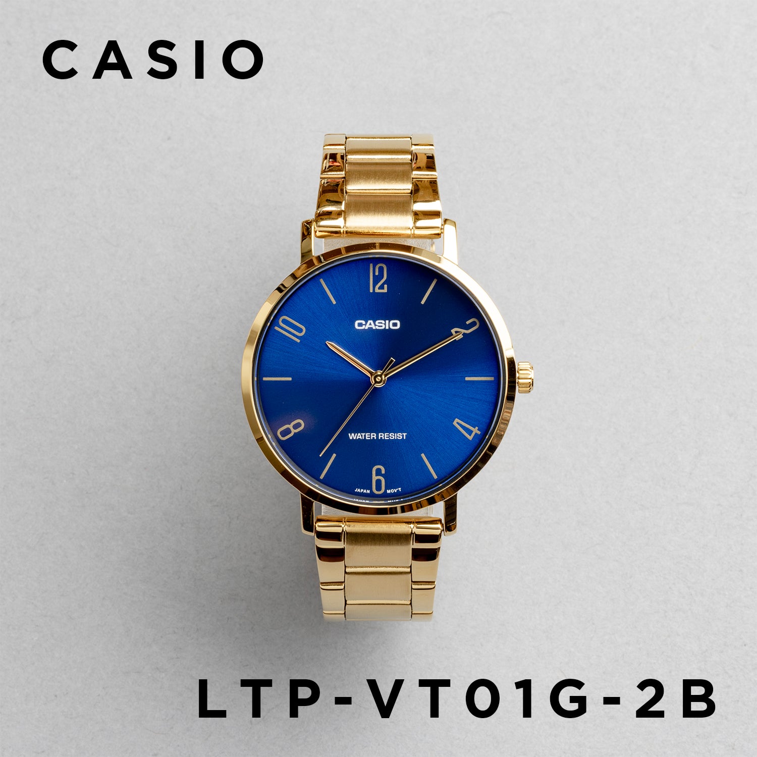 CASIO カシオ LTP-VT01G-2B ゴールド ネイビー文字盤 アナログ レディース 腕時計 正面