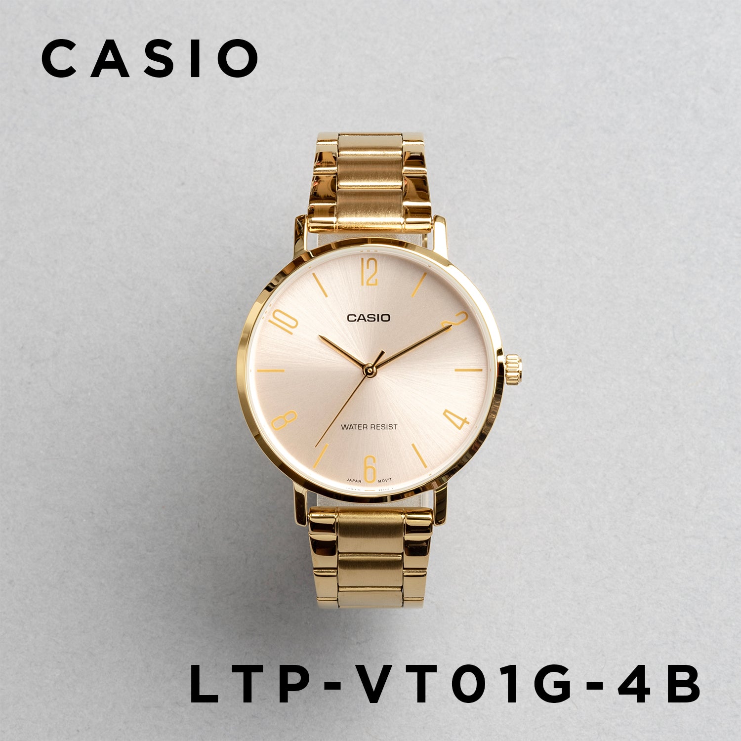 CASIO カシオ LTP-VT01G-4B ゴールド ピンク文字盤 アナログ レディース 腕時計 正面