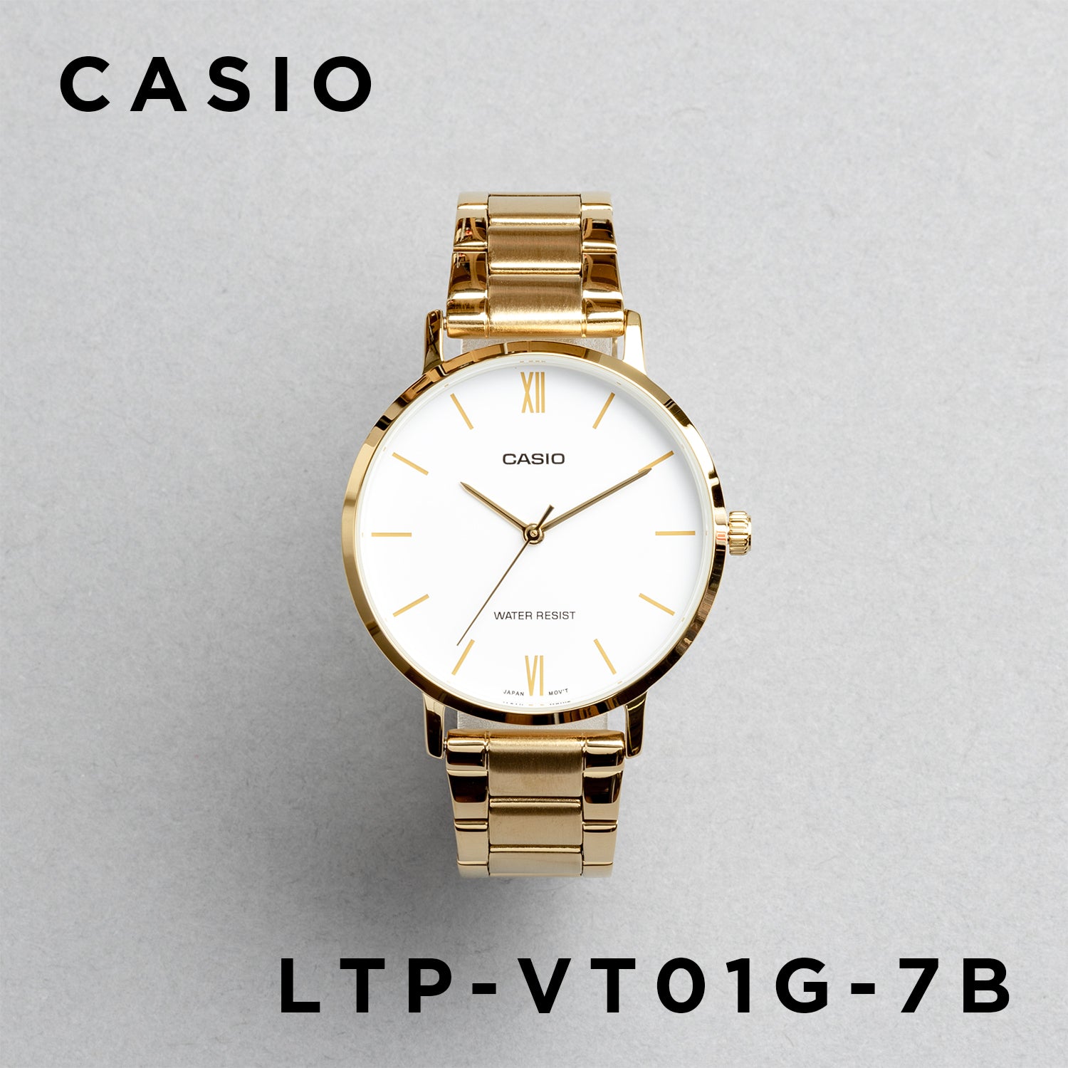 CASIO カシオ LTP-VT01G-7B ゴールド ホワイト文字盤 アナログ レディース 腕時計 正面