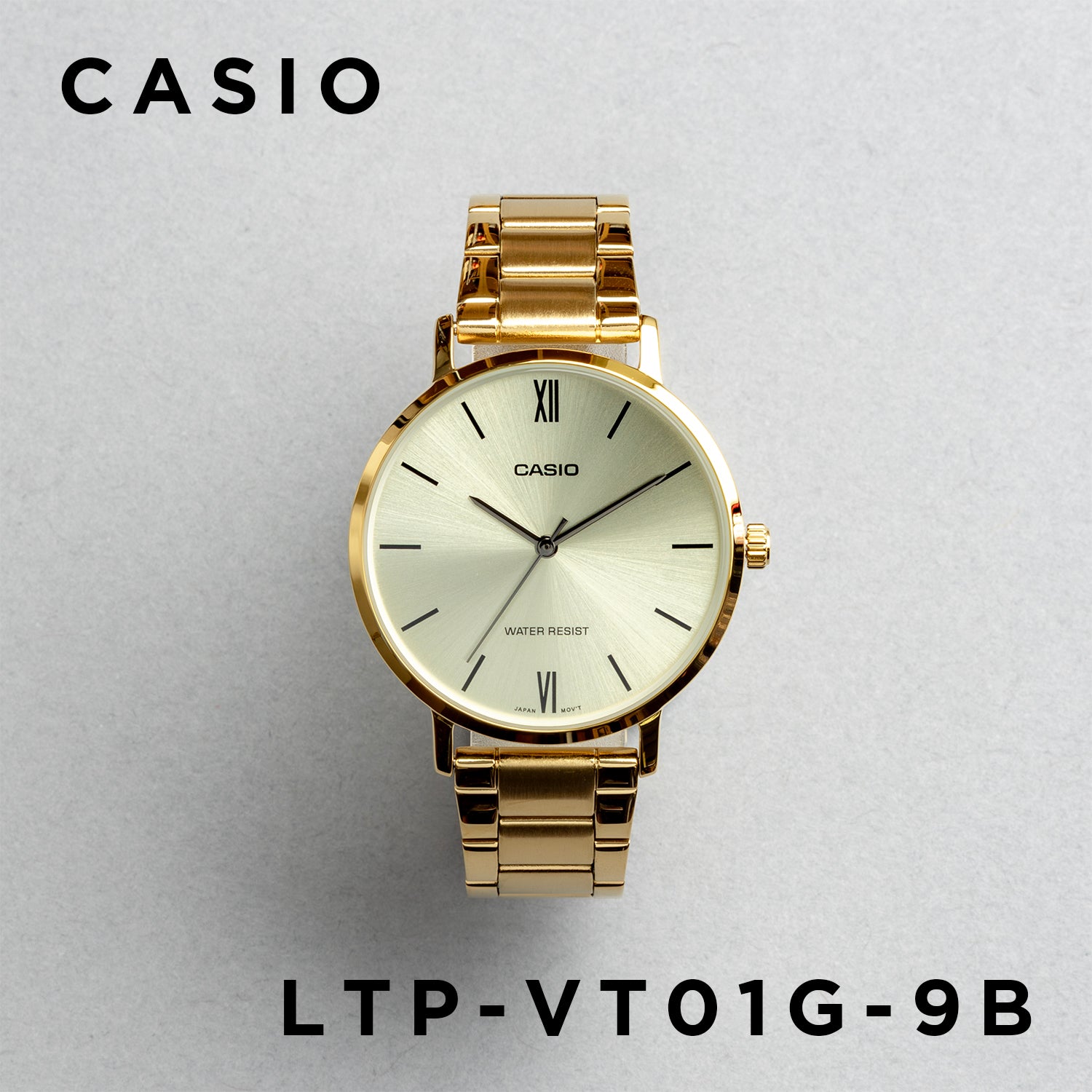 CASIO カシオ LTP-VT01G-9B ゴールド ゴールド文字盤 アナログ レディース 腕時計 正面